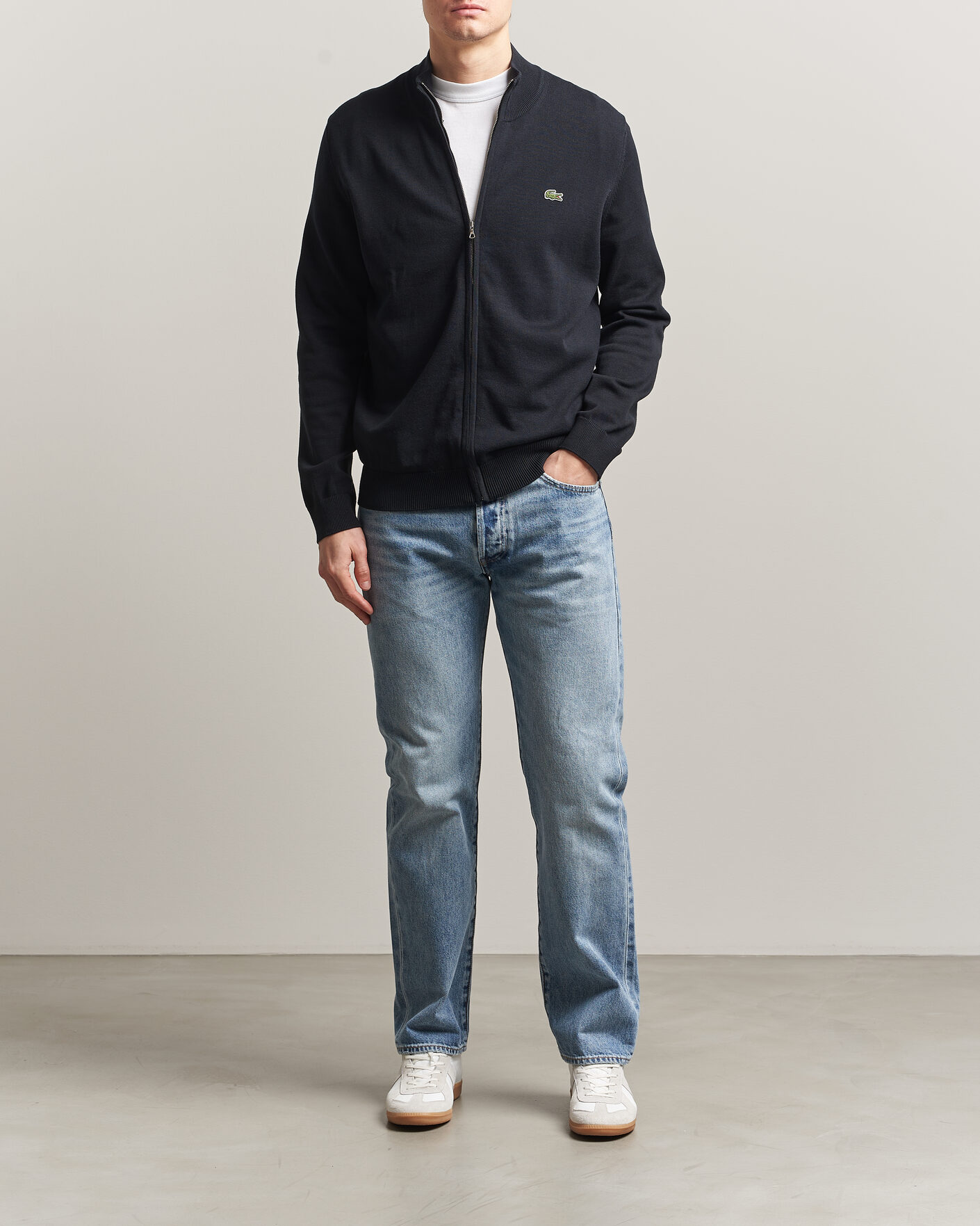 Heren | Truien | Lacoste | Cotton Knitted Full Zip Black