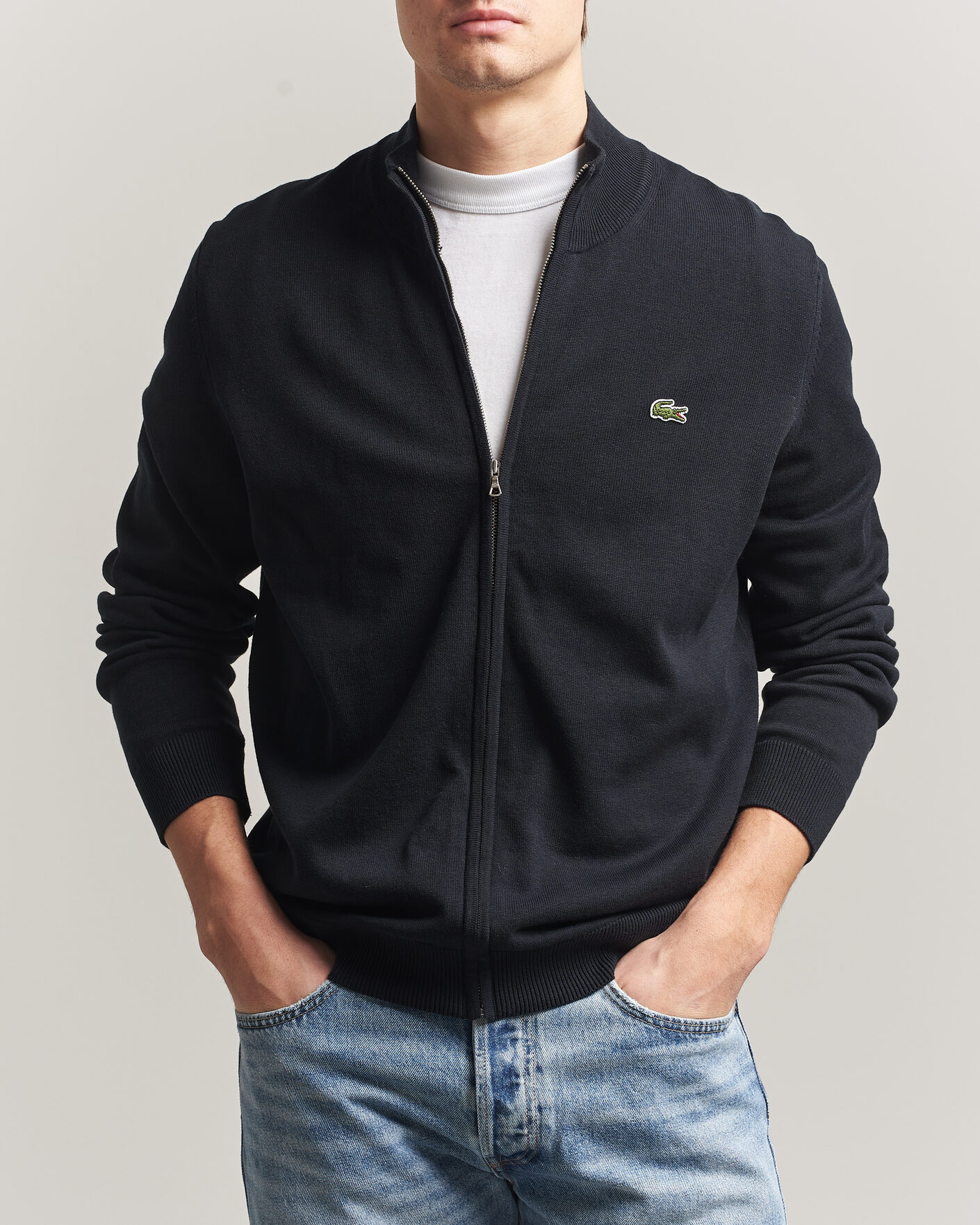 Heren | Truien | Lacoste | Cotton Knitted Full Zip Black