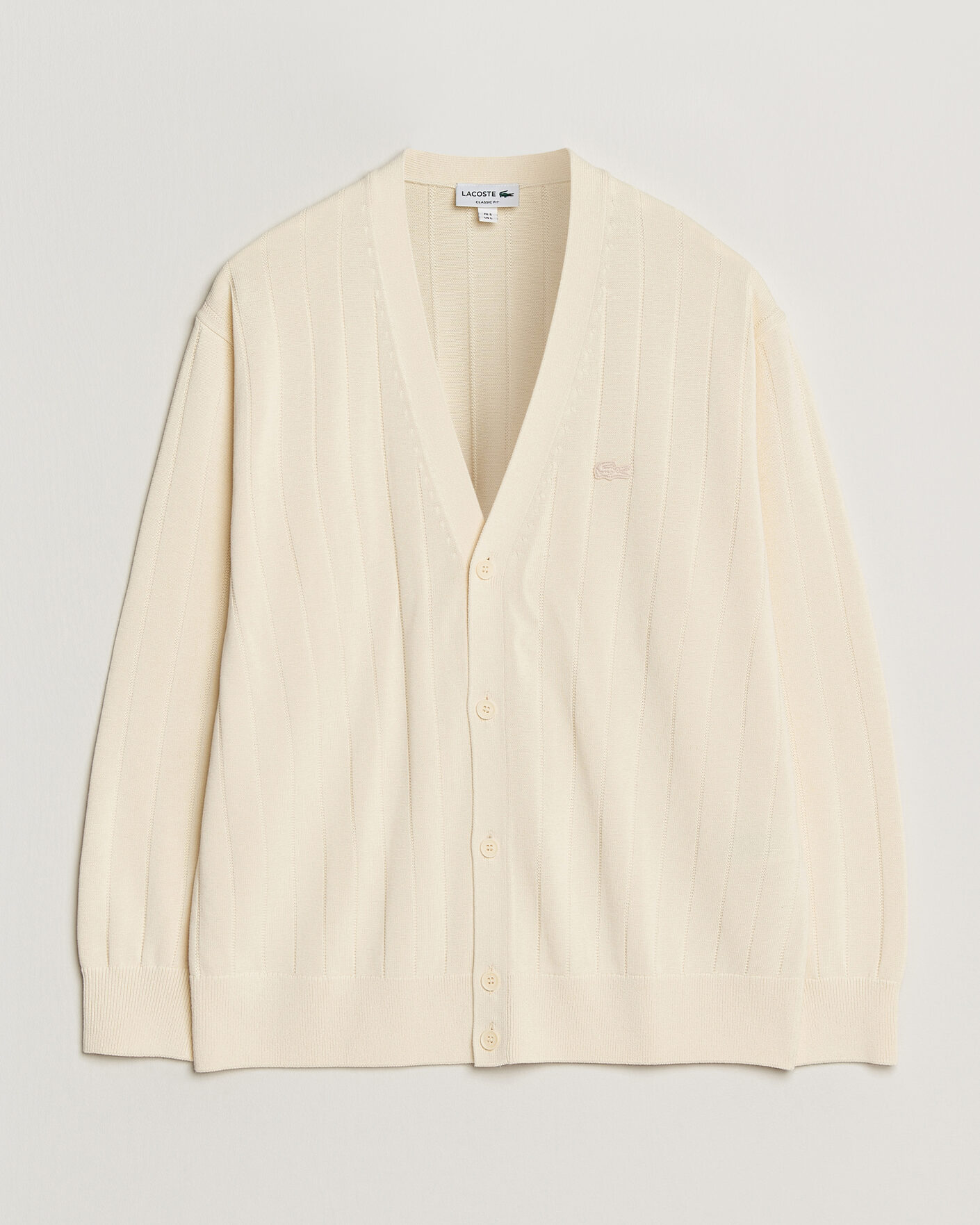 Heren | Truien | Lacoste | Cotton Structured Knitted Cardigan Naturel Clair
