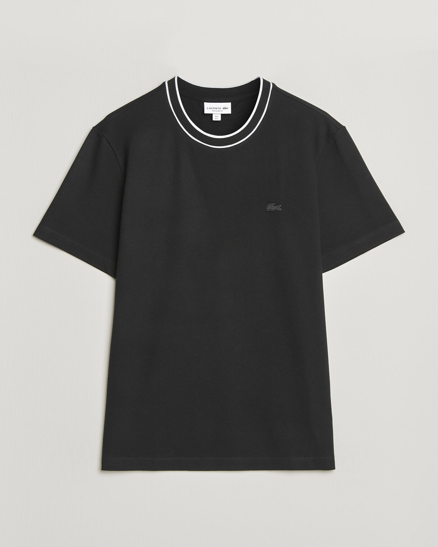 Heren | T-shirts | Lacoste | Contrast Rib Piqué T-Shirt Black