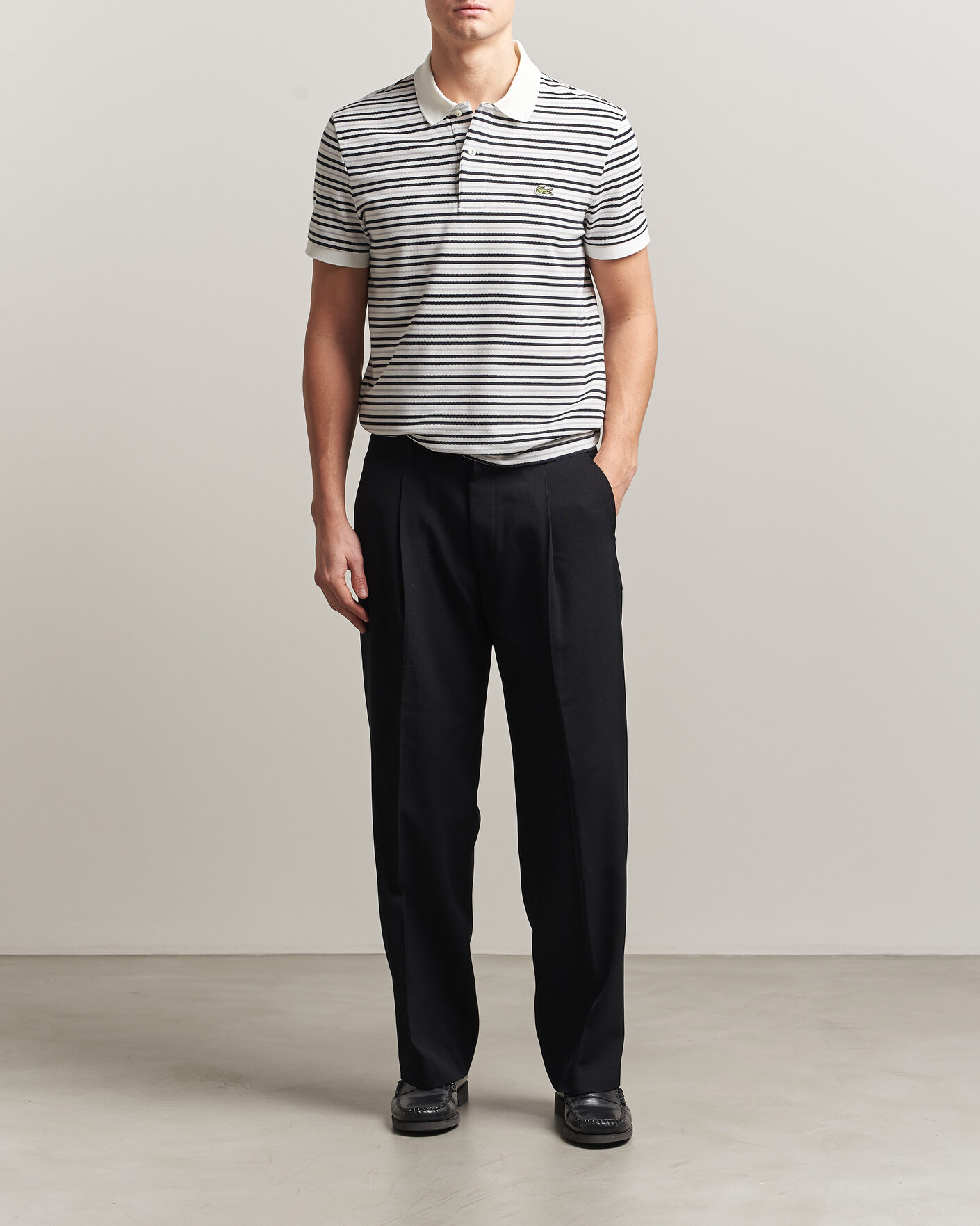 Heren | Polo's | Lacoste | Original Striped Polo Piké Blackbird/Flour