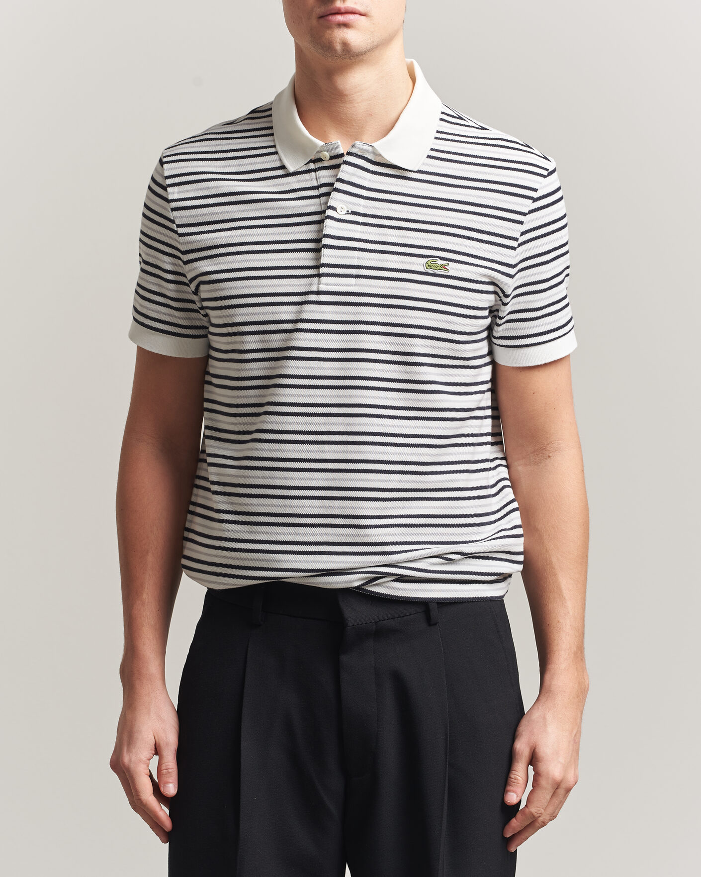 Heren | Polo's | Lacoste | Original Striped Polo Piké Blackbird/Flour