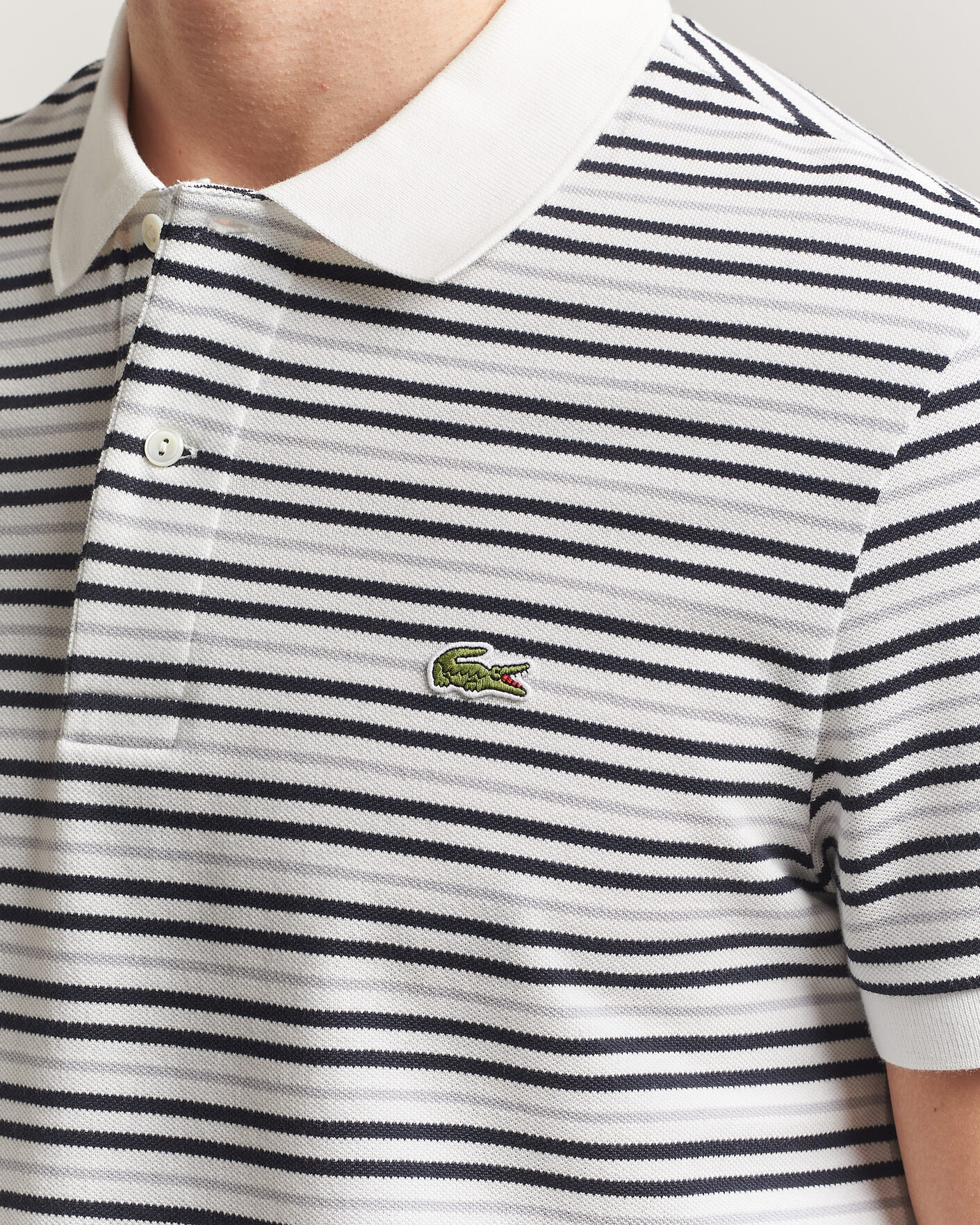 Heren | Polo's | Lacoste | Original Striped Polo Piké Blackbird/Flour