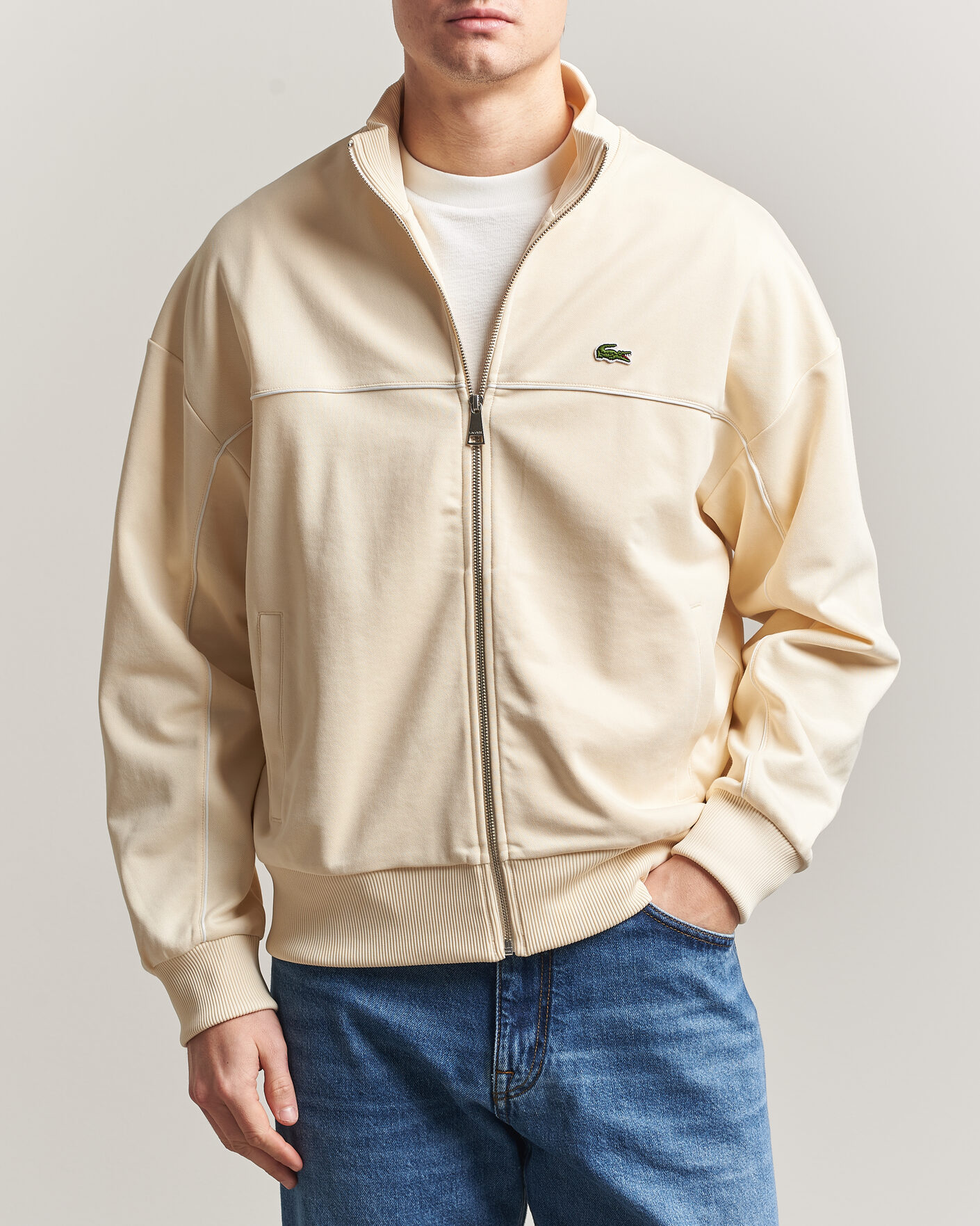 Heren | Truien | Lacoste | Piqué Track Jacket Naturel Clair