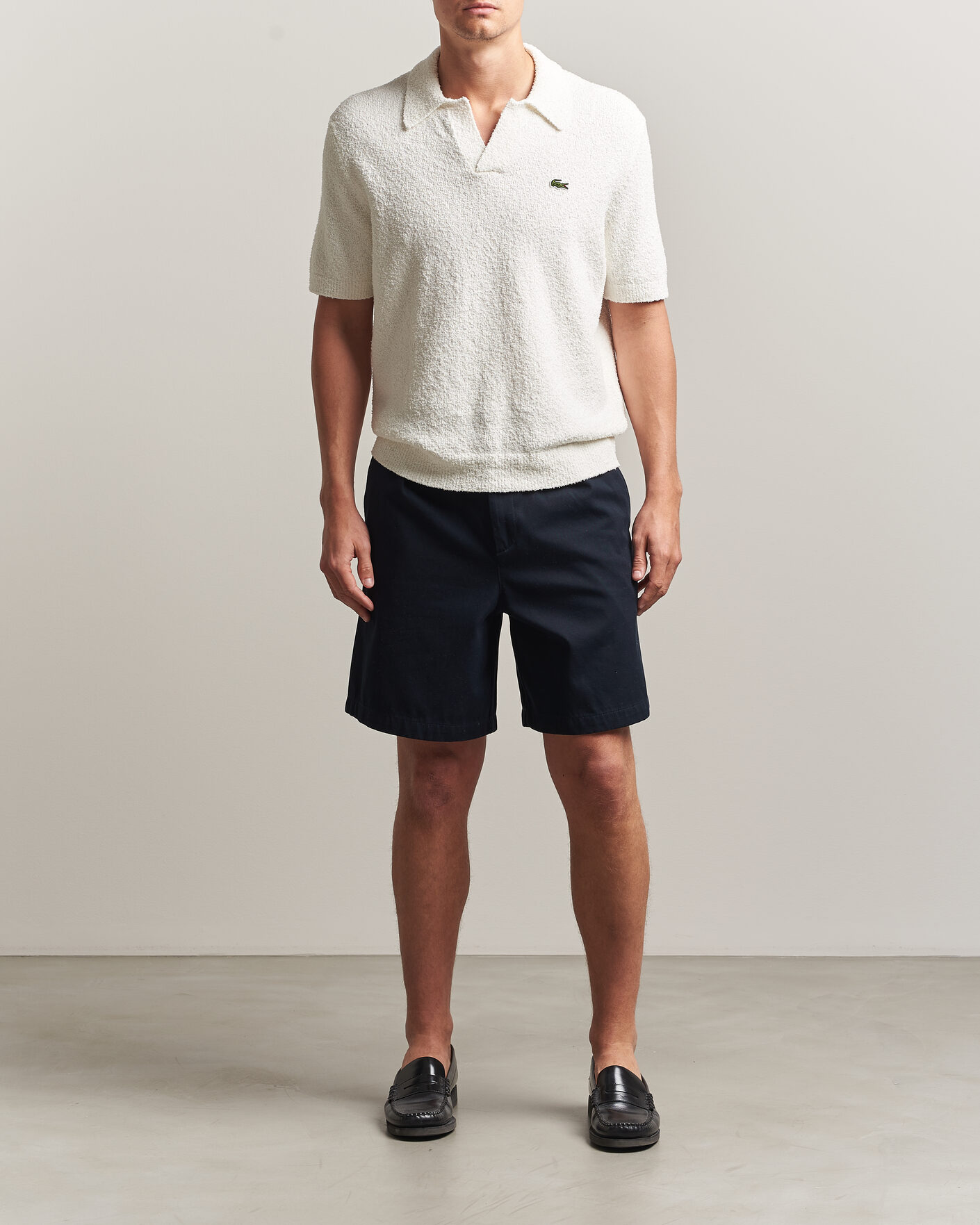 Heren | Polo's | Lacoste | Cotton Bouclé Open Collar Polo Flour