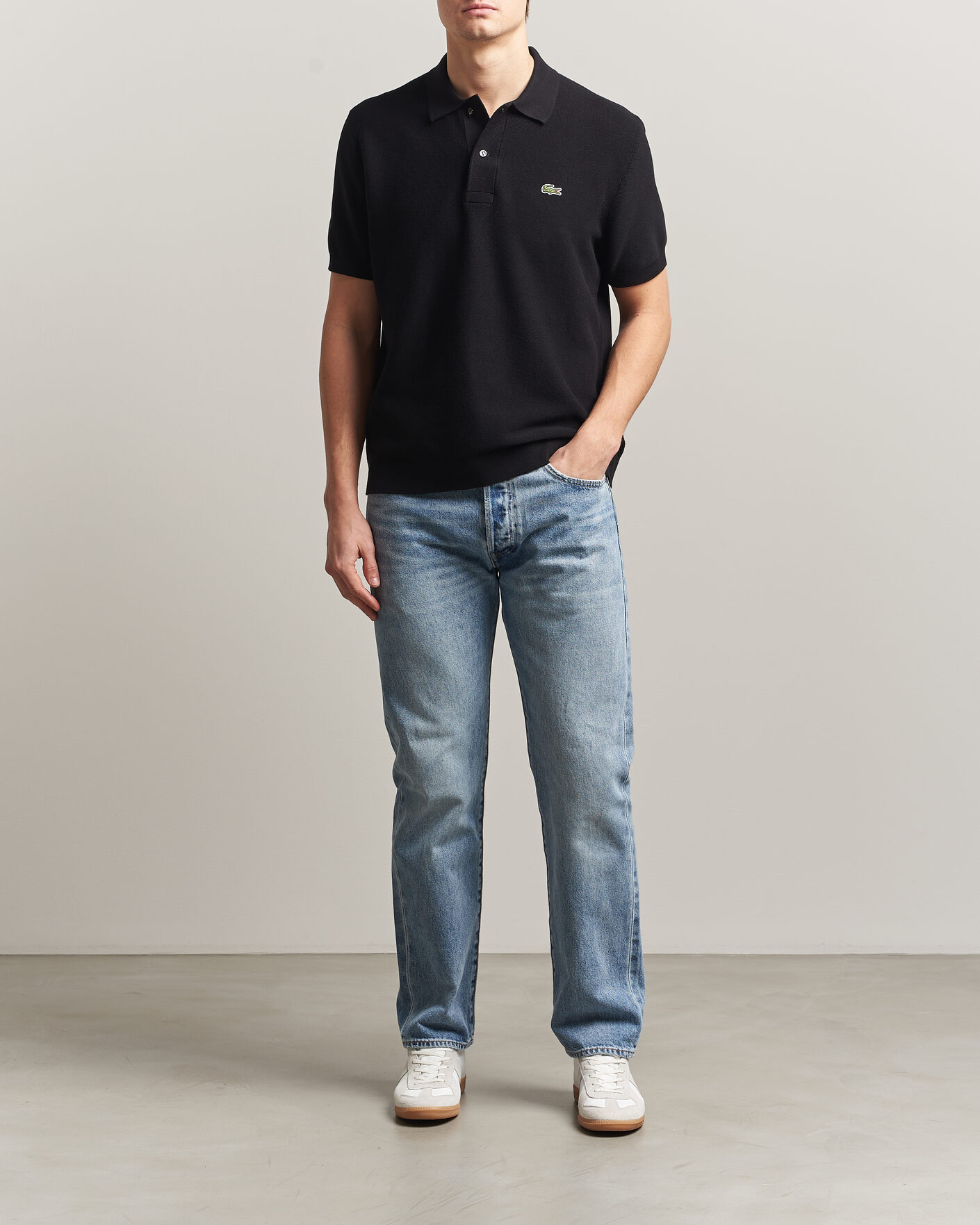 Heren | Polo's | Lacoste | Cotton Knitted Polo Black