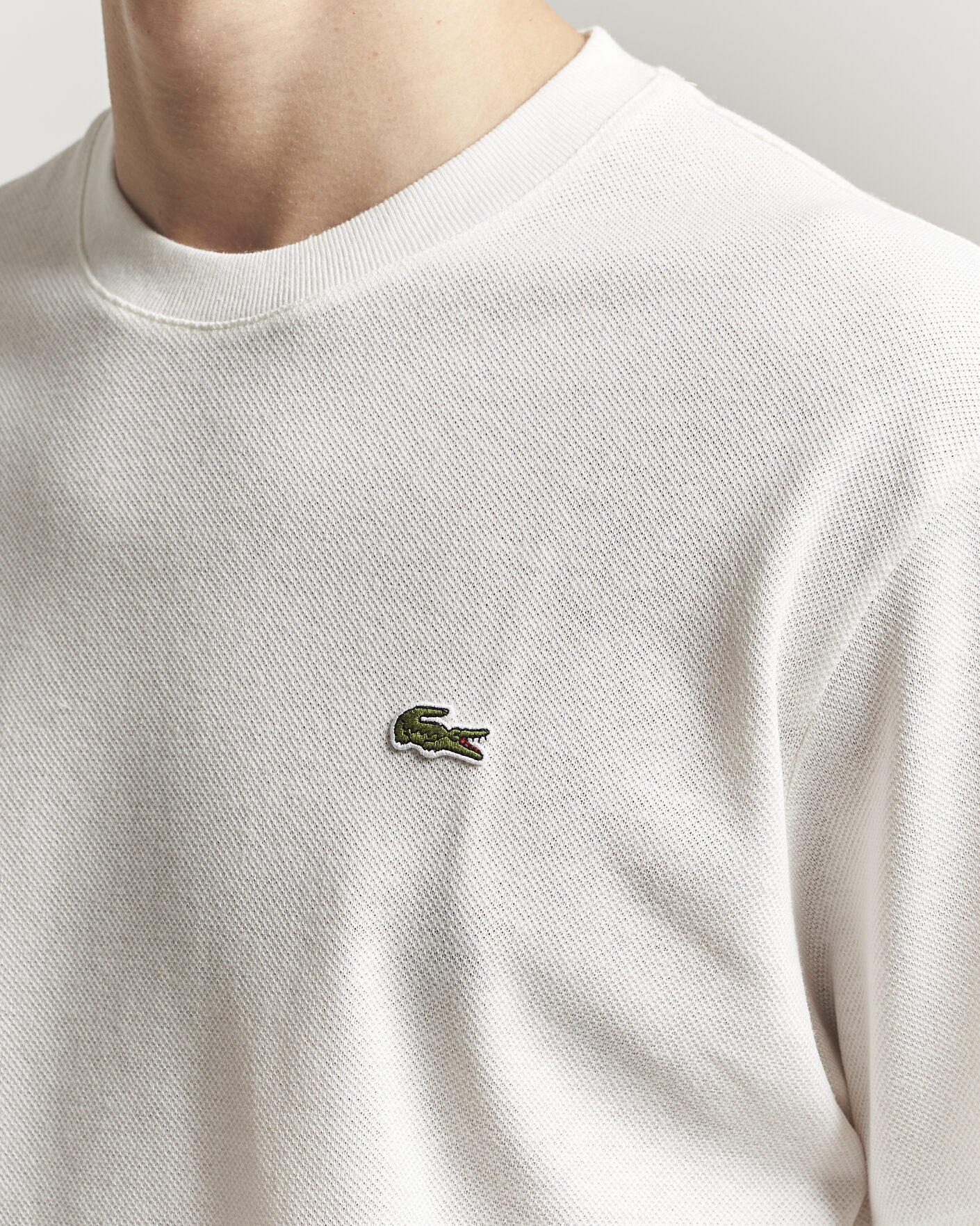Heren | T-shirts | Lacoste | Cotton/Linen Pique T-Shirt Flour