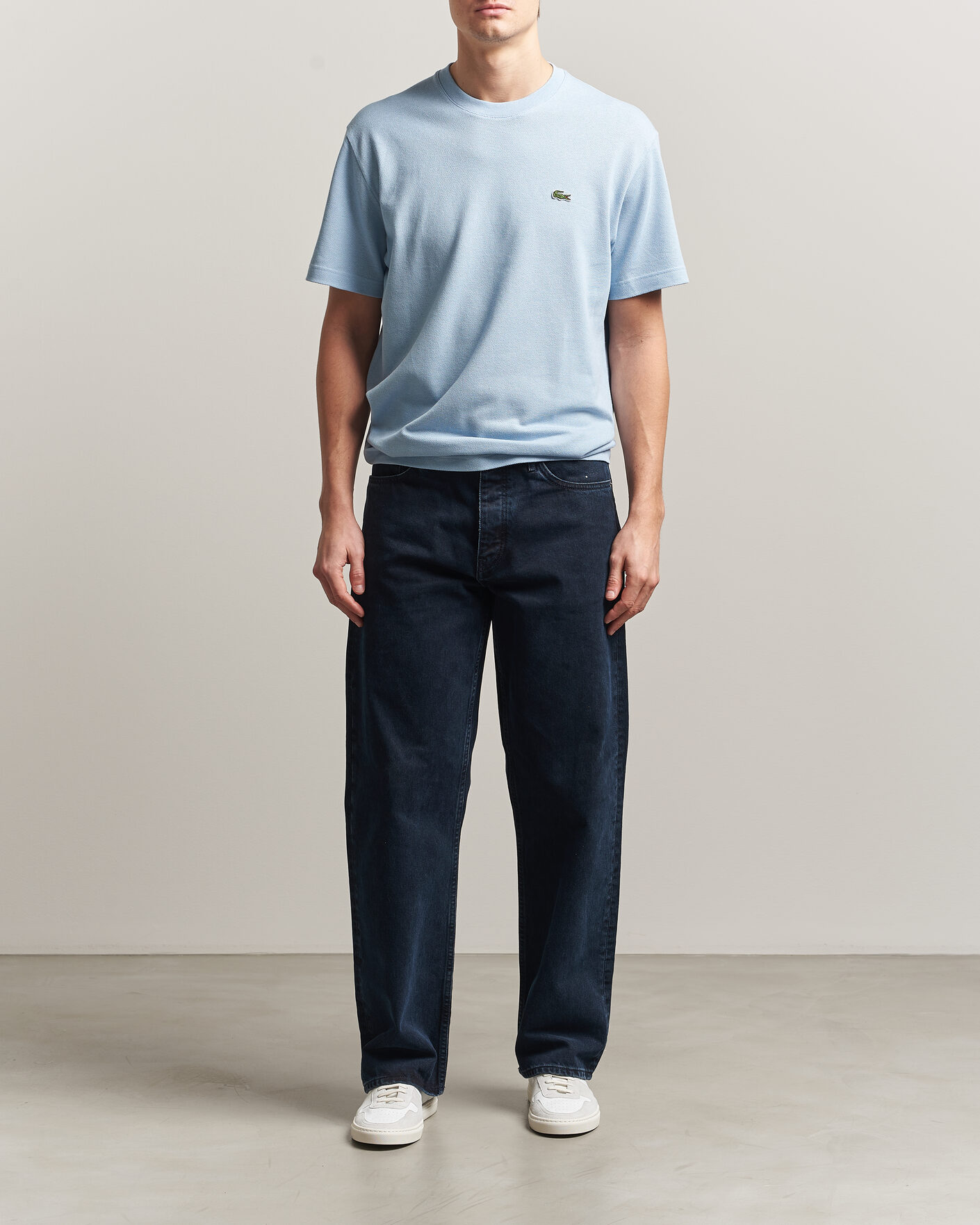 Heren | T-shirts | Lacoste | Cotton/Linen Pique T-Shirt Light Blue