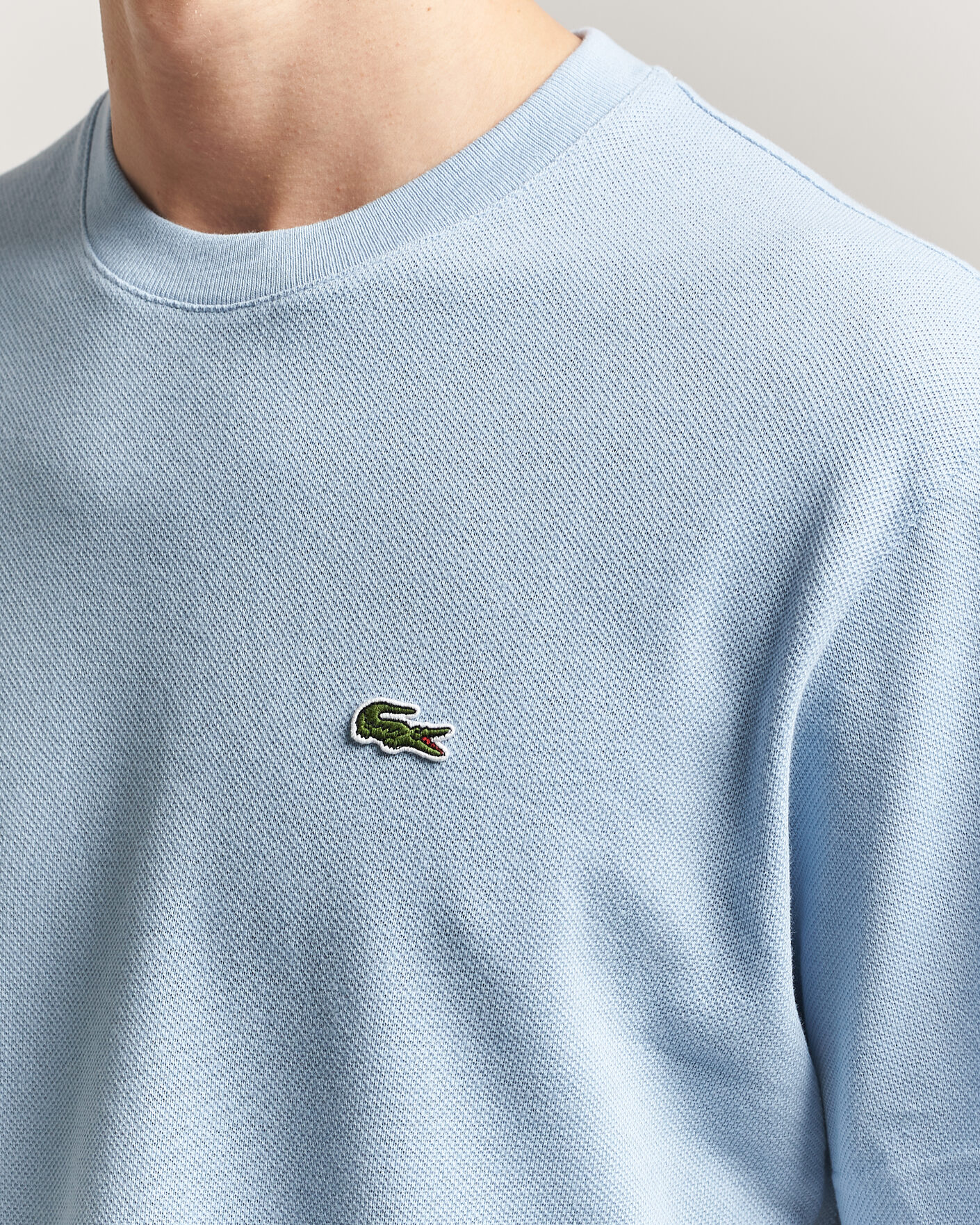 Heren | T-shirts | Lacoste | Cotton/Linen Pique T-Shirt Light Blue
