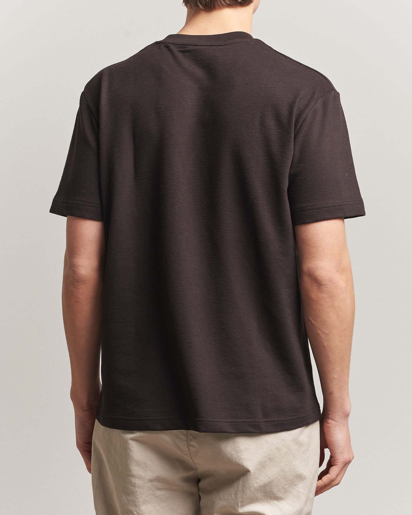 Heren | T-shirts | Lacoste | Textured Cotton T-Shirt Buffalo Brown