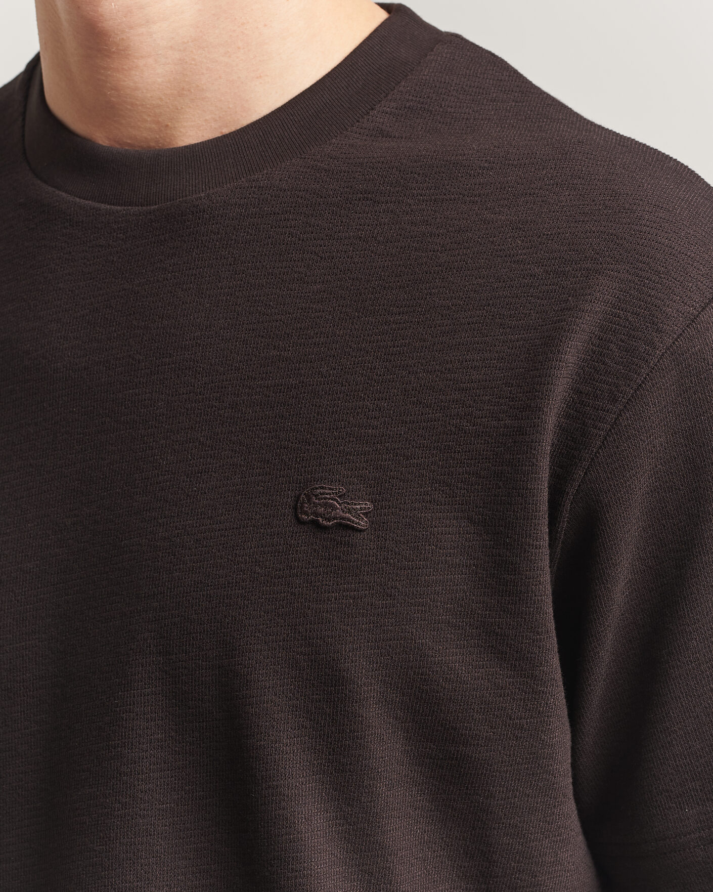 Heren | T-shirts | Lacoste | Textured Cotton T-Shirt Buffalo Brown