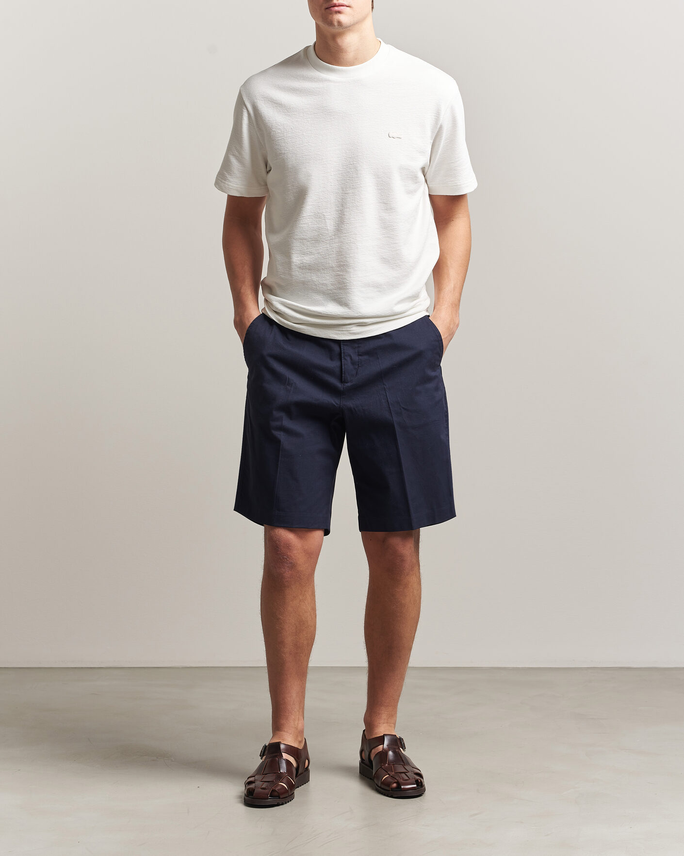 Heren | T-shirts | Lacoste | Textured Cotton T-Shirt Flour