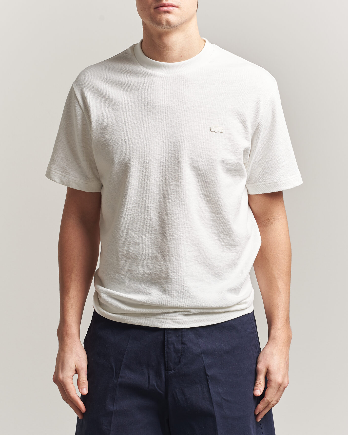 Heren | T-shirts | Lacoste | Textured Cotton T-Shirt Flour