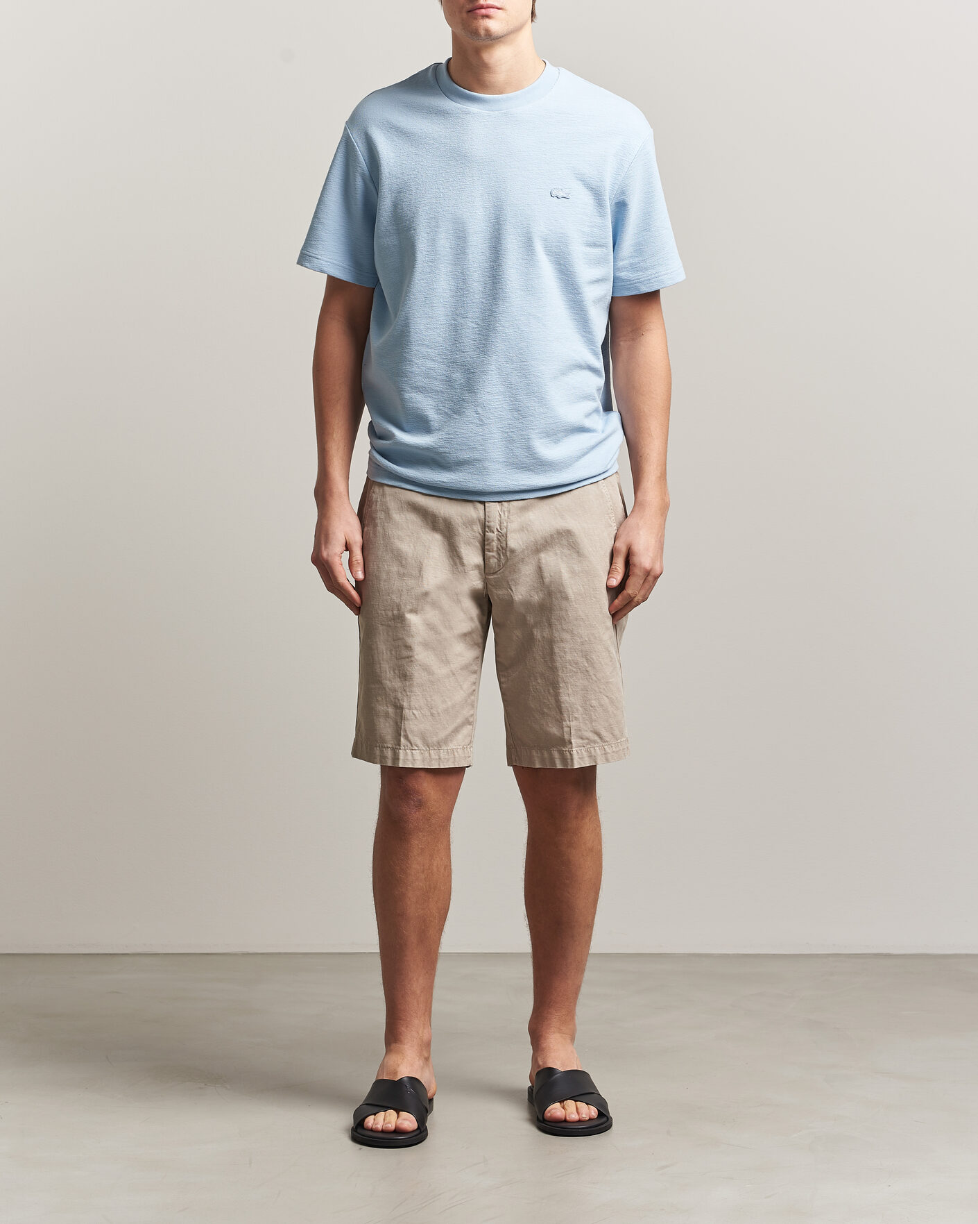 Heren | T-shirts | Lacoste | Textured Cotton T-Shirt Light Blue