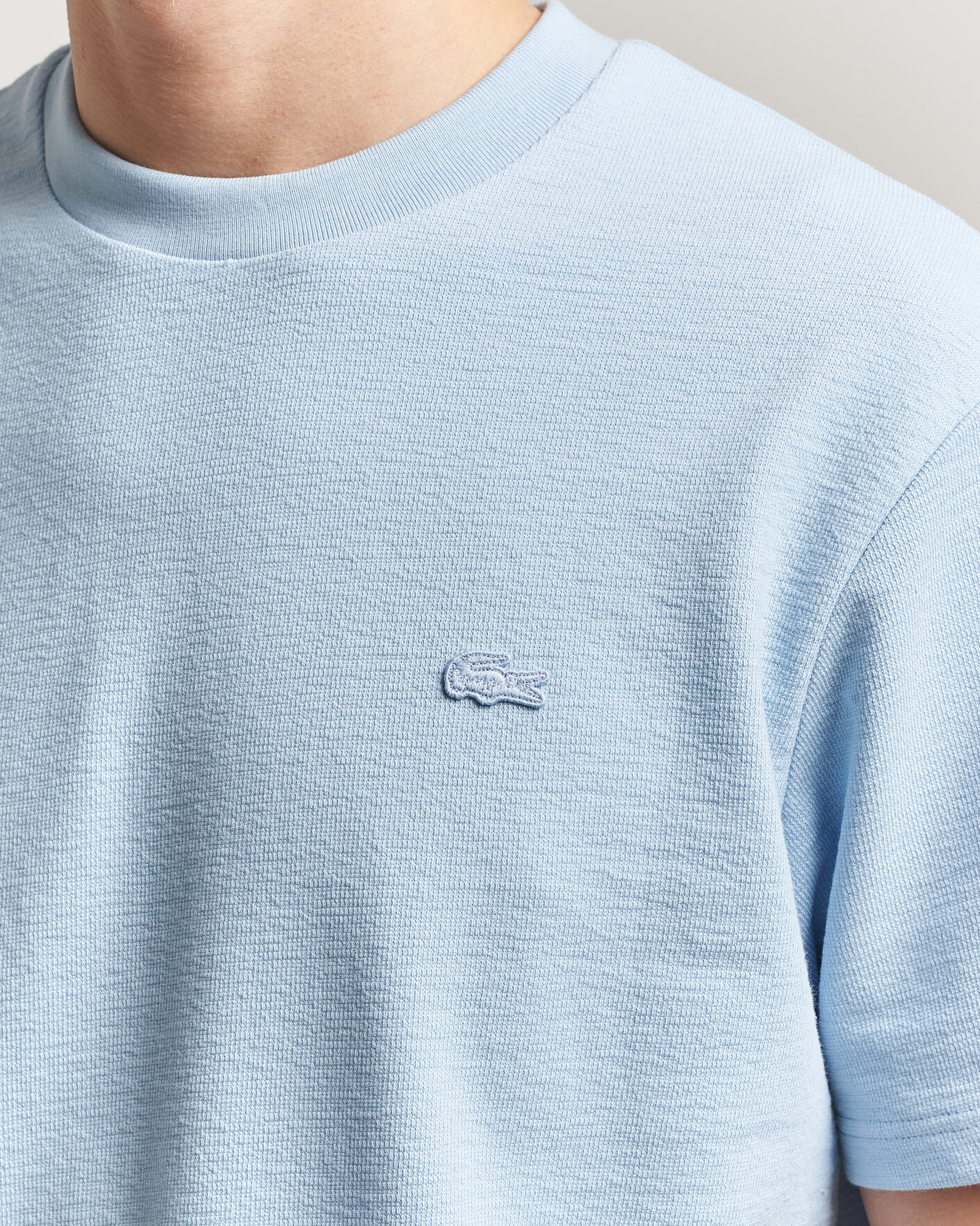 Heren | T-shirts | Lacoste | Textured Cotton T-Shirt Light Blue