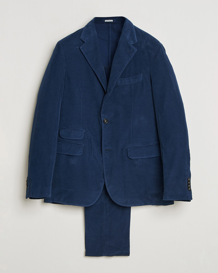 Heren | Pakken | Massimo Alba | Sloop Corduroy Suit Midnight Blue
