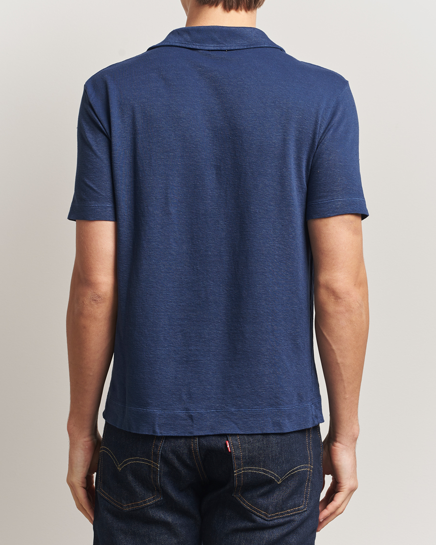 Heren | Polo's | Massimo Alba | Aruba Cotton/Linen Polo Midnight Blue
