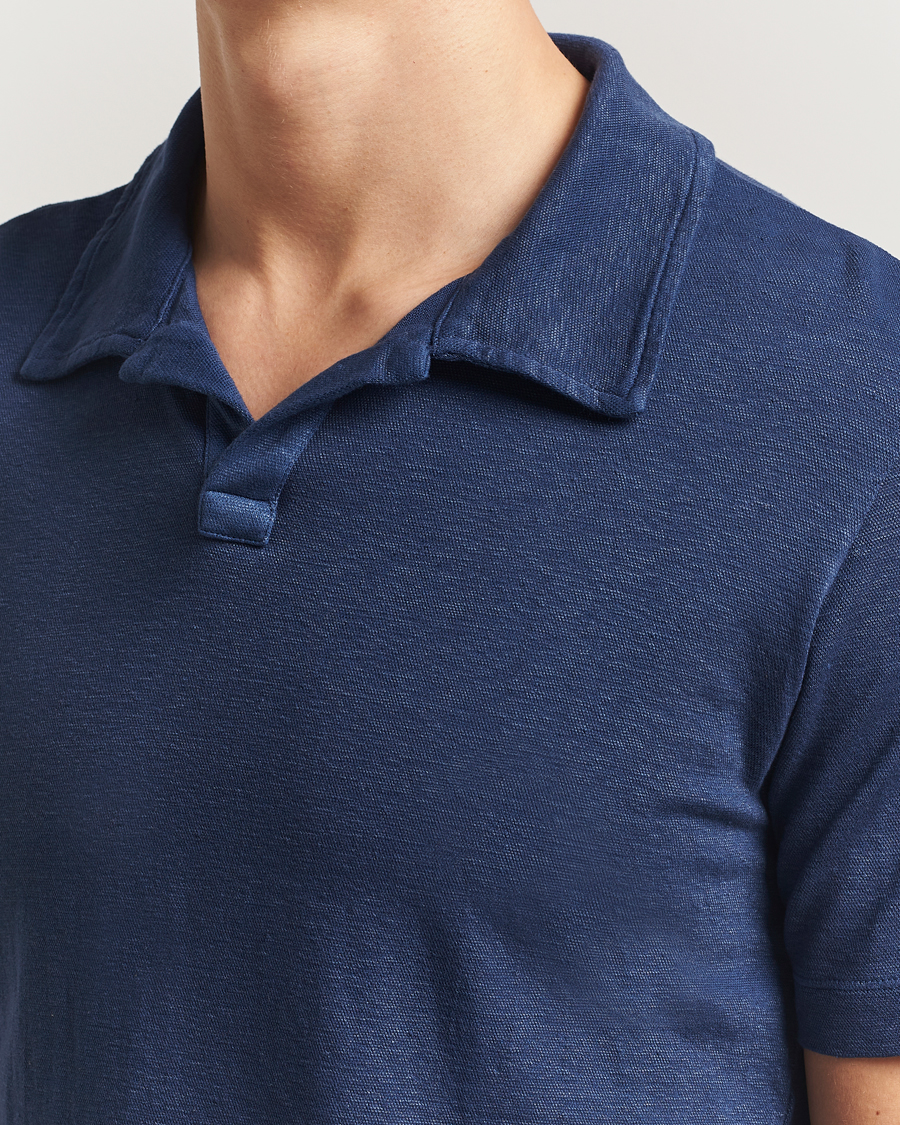 Heren | Polo's | Massimo Alba | Aruba Cotton/Linen Polo Midnight Blue
