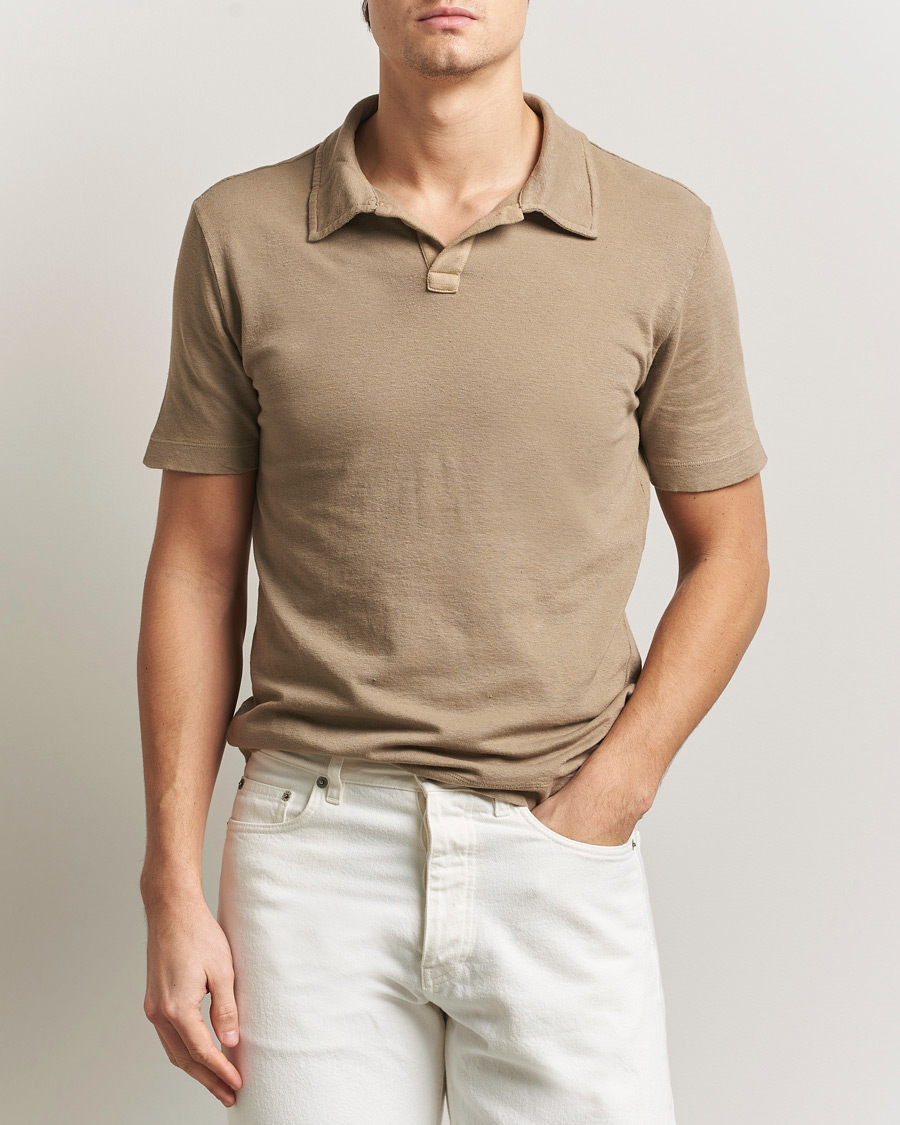 Heren | Polo's | Massimo Alba | Aruba Cotton/Linen Polo Camel