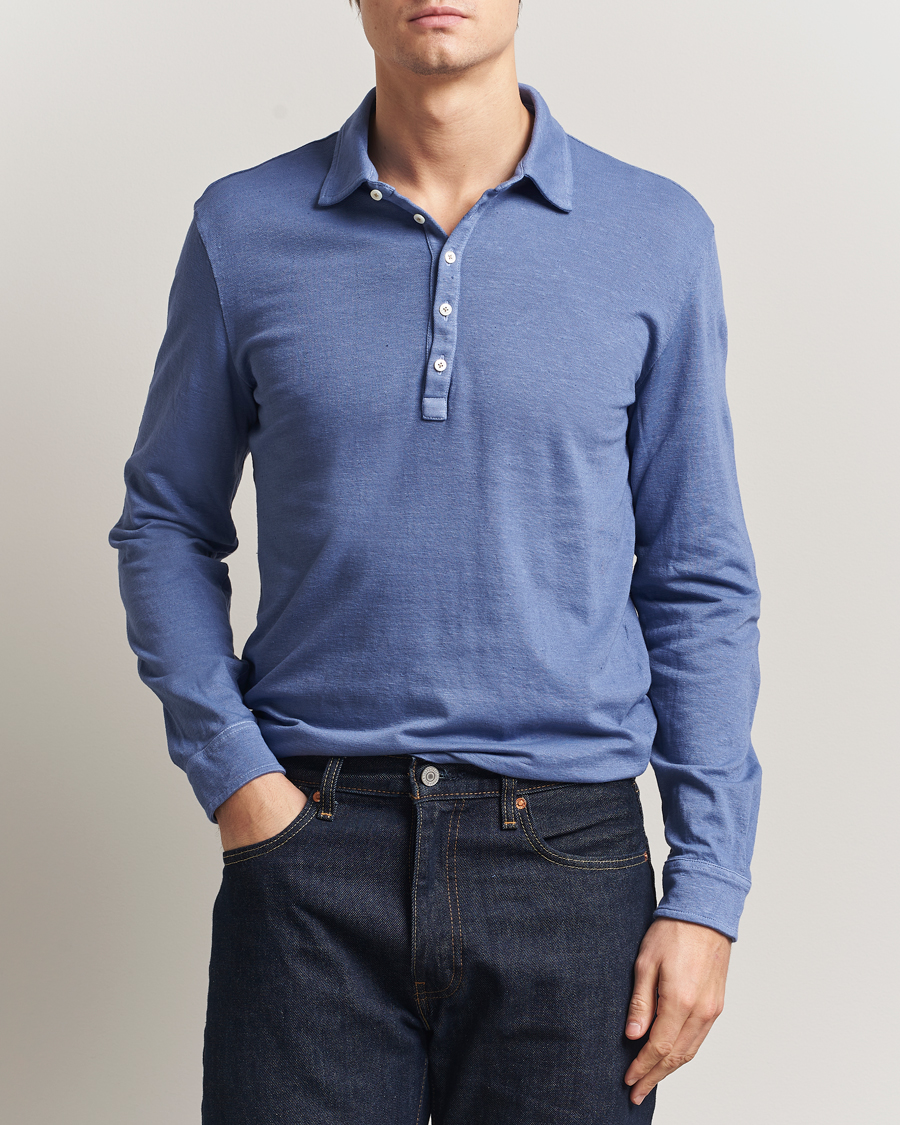 Heren | Polo's | Massimo Alba | Raya Cotton/Linen Long Sleeve Polo Tulip