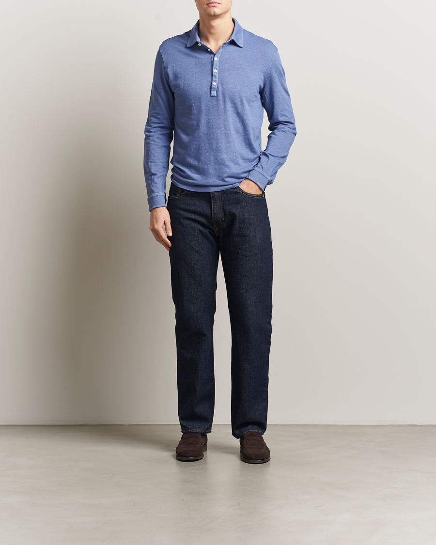 Heren | Polo's | Massimo Alba | Raya Cotton/Linen Long Sleeve Polo Tulip