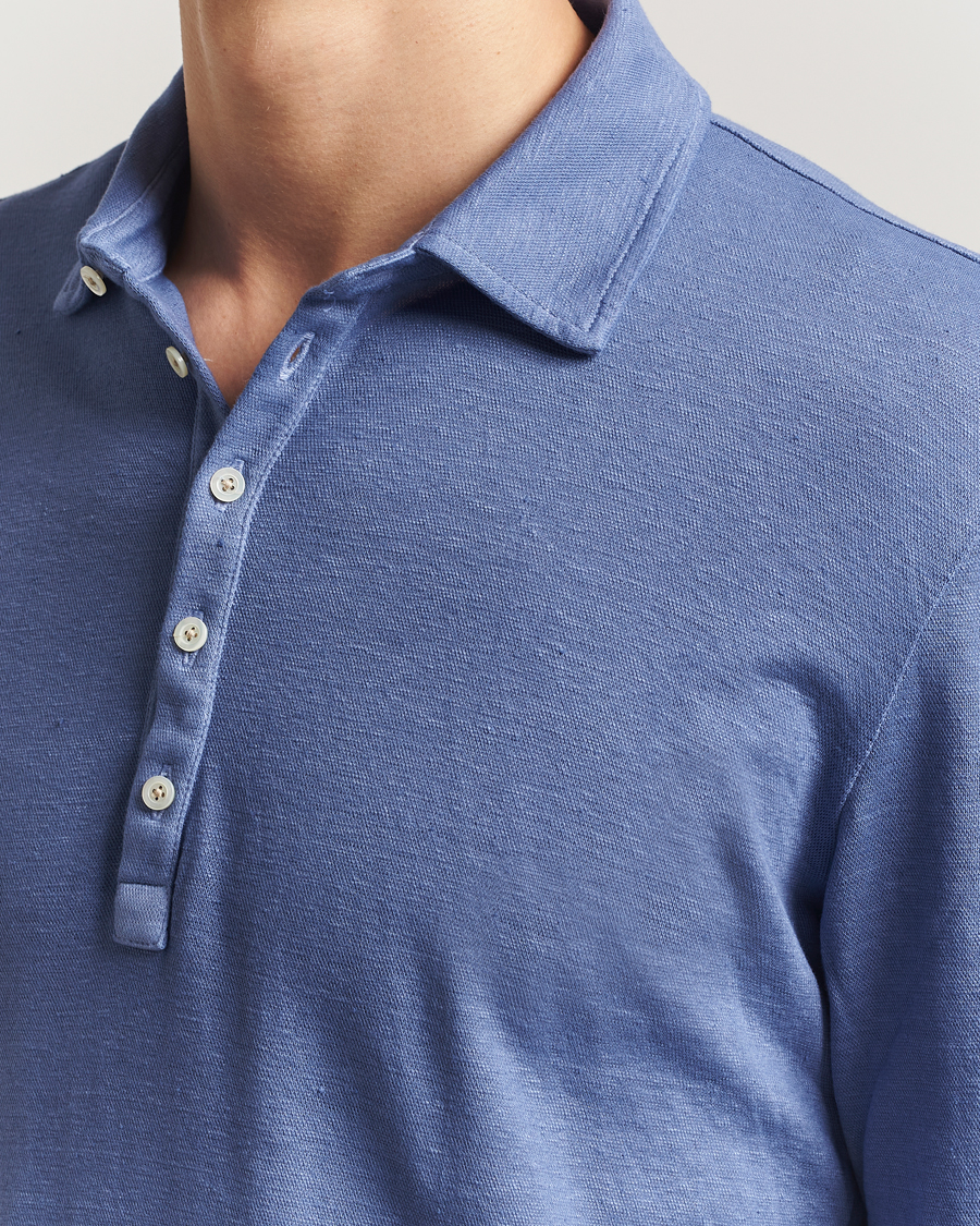 Heren | Polo's | Massimo Alba | Raya Cotton/Linen Long Sleeve Polo Tulip