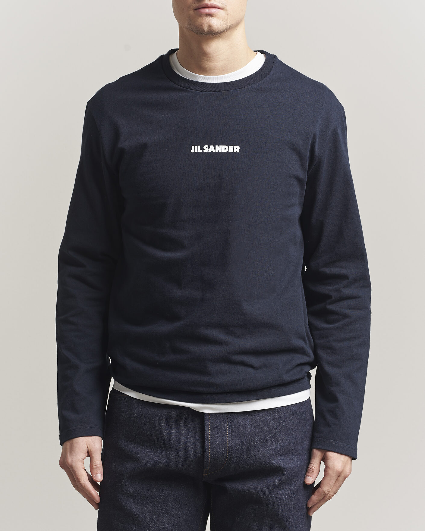 Heren | T-shirts | Jil Sander | Long Sleeve Logo T-Shirt Navy