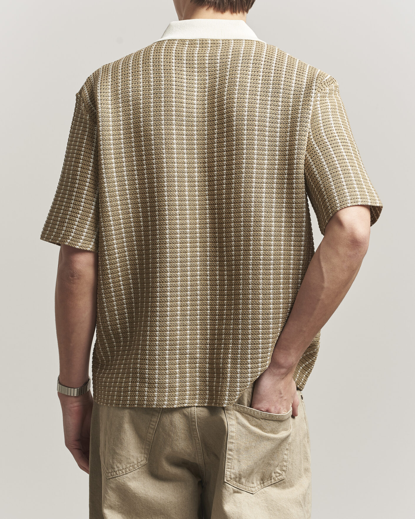 Heren | Polo's | Jil Sander | Net Stitch Knitted Polo Tobacco