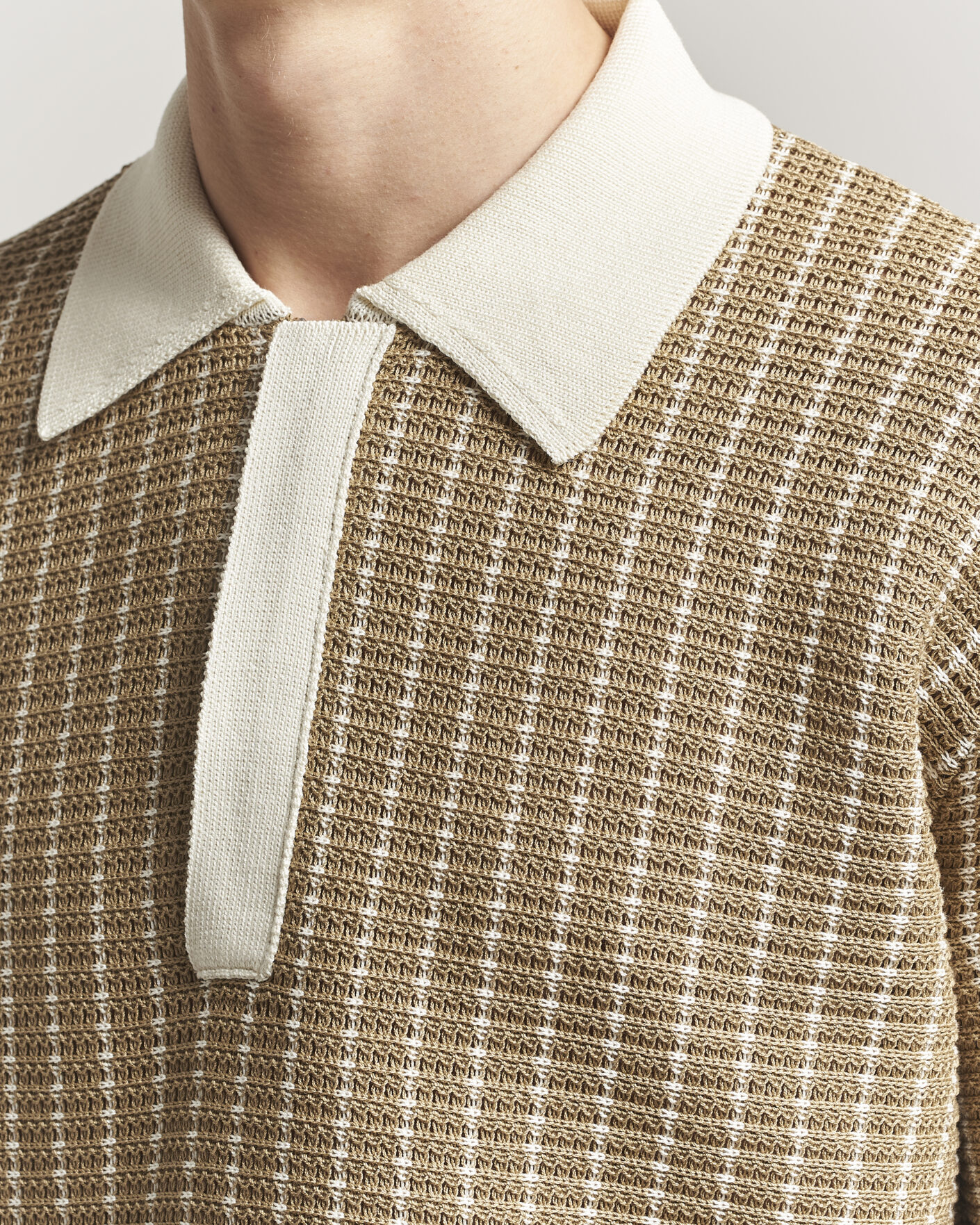 Heren | Polo's | Jil Sander | Net Stitch Knitted Polo Tobacco