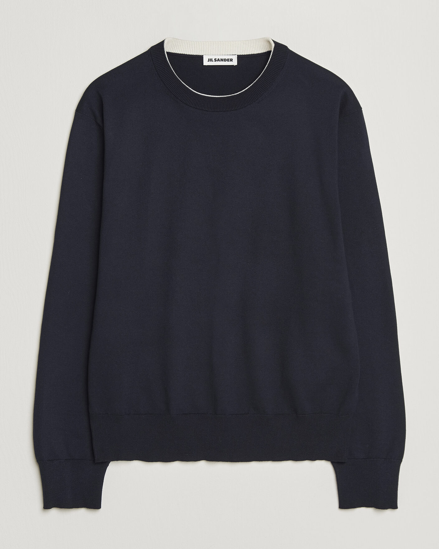 Heren | Truien | Jil Sander | Fine Cotton Contrast Pullover Navy
