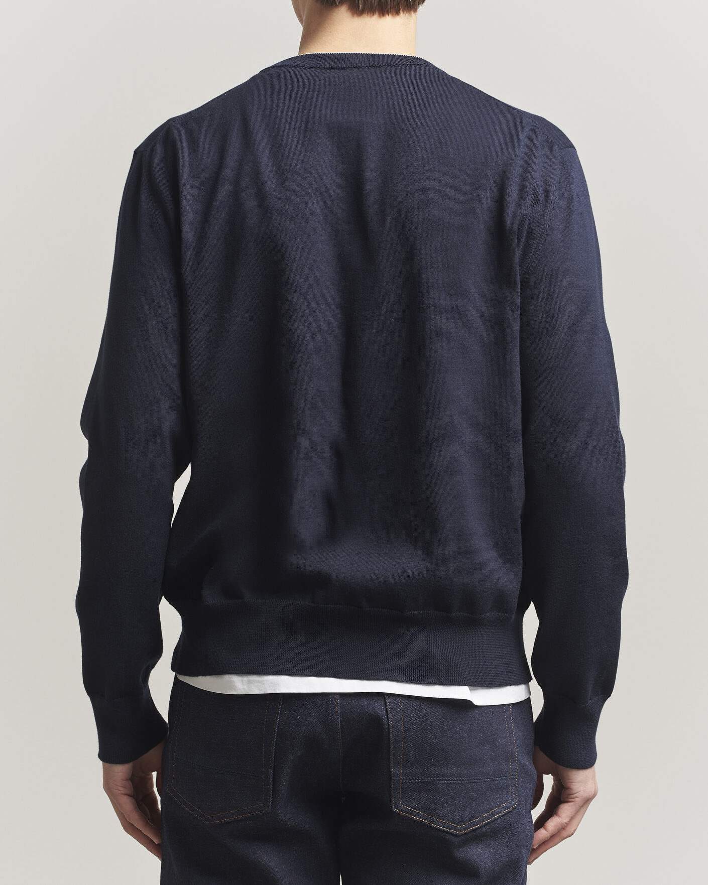 Heren | Truien | Jil Sander | Fine Cotton Contrast Pullover Navy