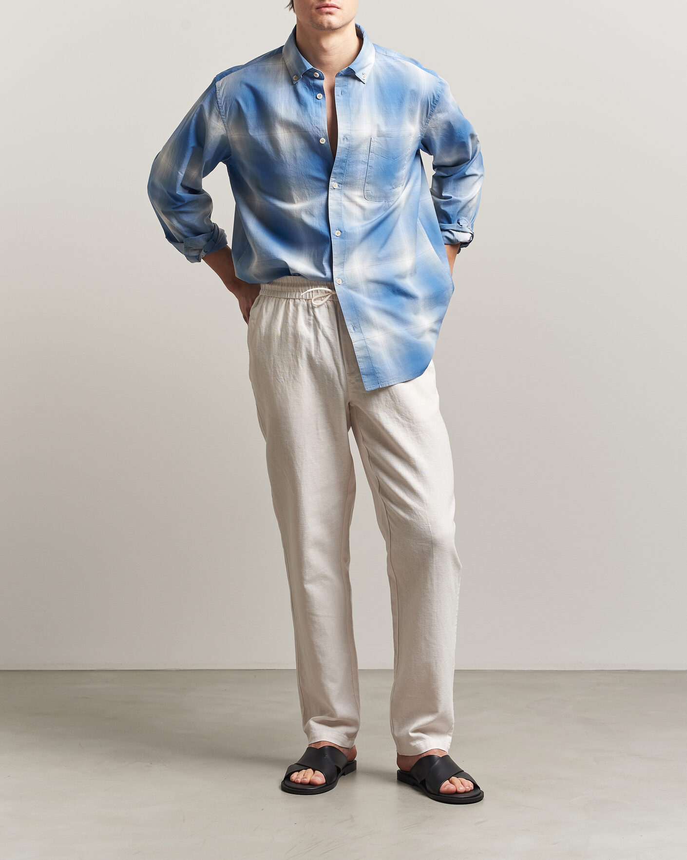 Heren | Broeken | LES DEUX | Patrick Heavy Linen/Cotton Pants Eggnog White