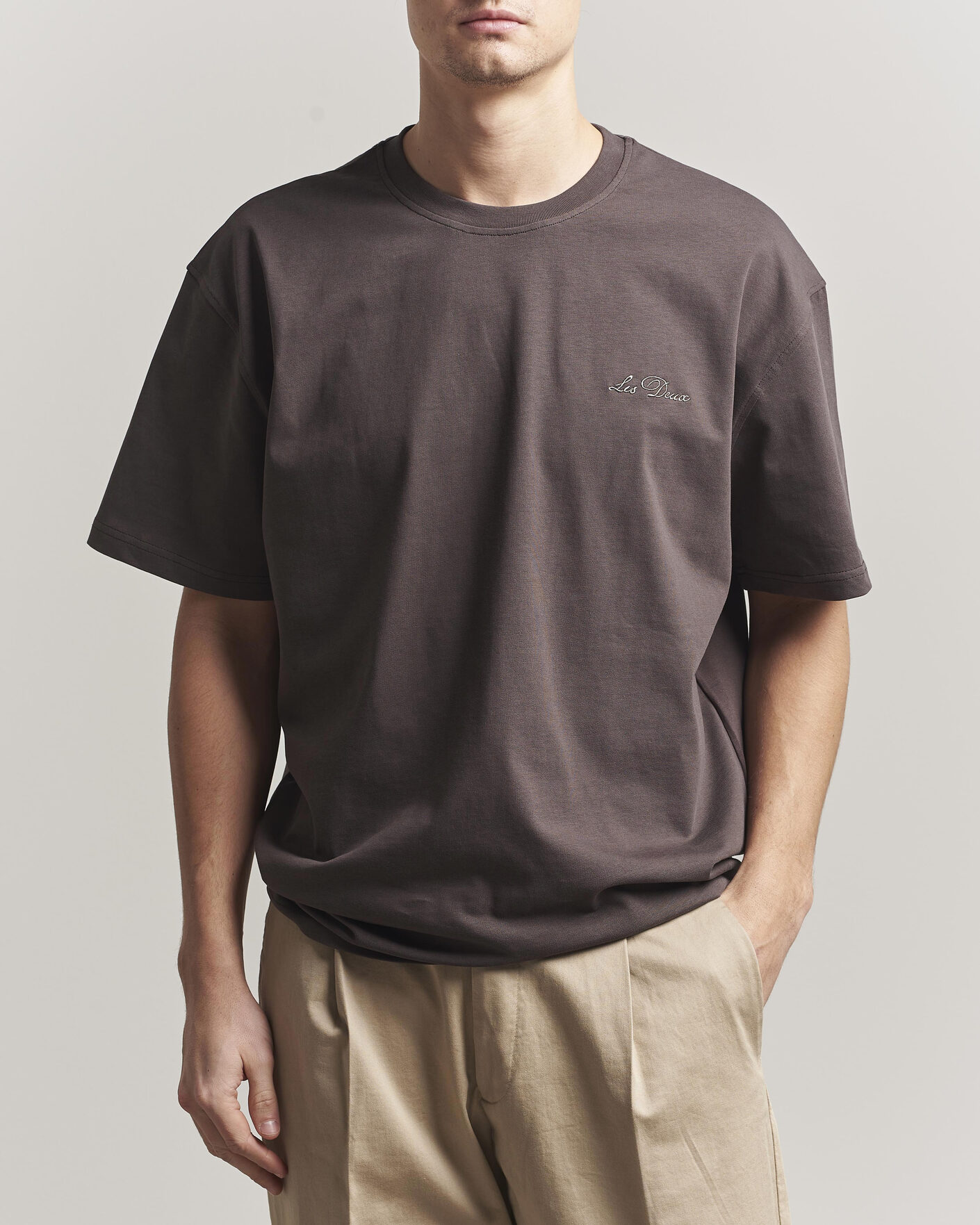 Heren | T-shirts | LES DEUX | Crew T-Shirt Coffee Brown