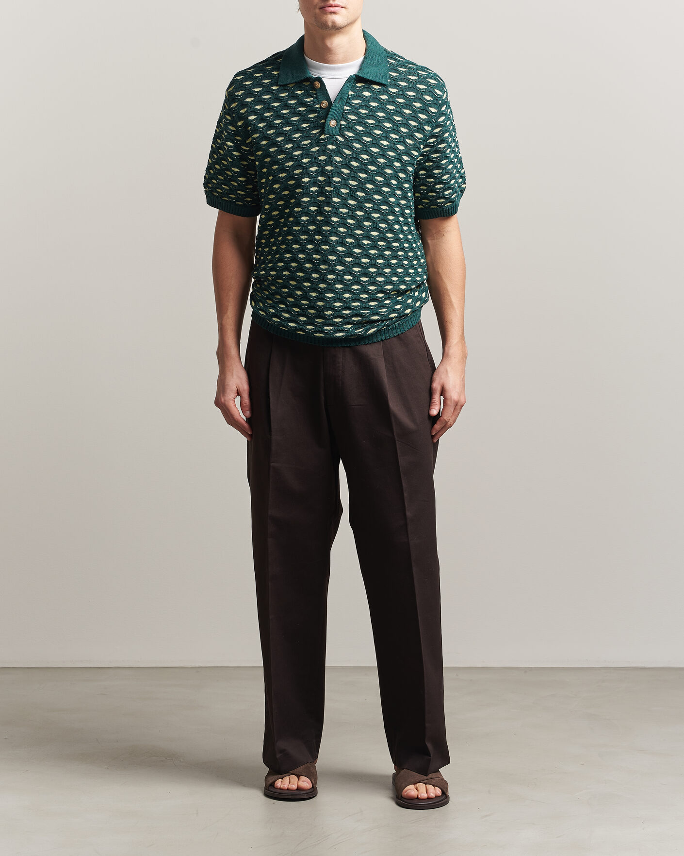 Heren | Polo's | LES DEUX | Esmay Shell Knitted Polo Sea Moss Green