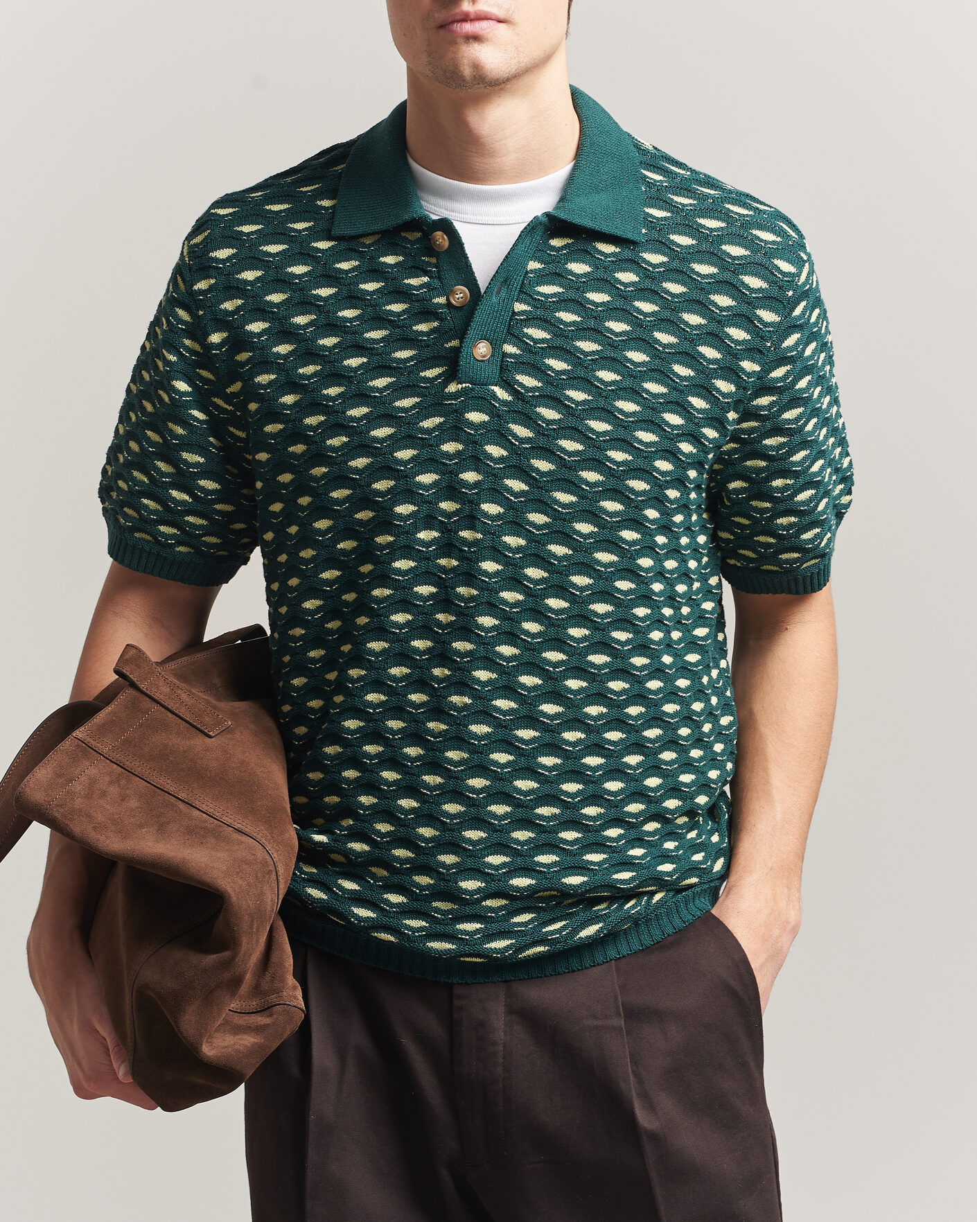 Heren | Polo's | LES DEUX | Esmay Shell Knitted Polo Sea Moss Green