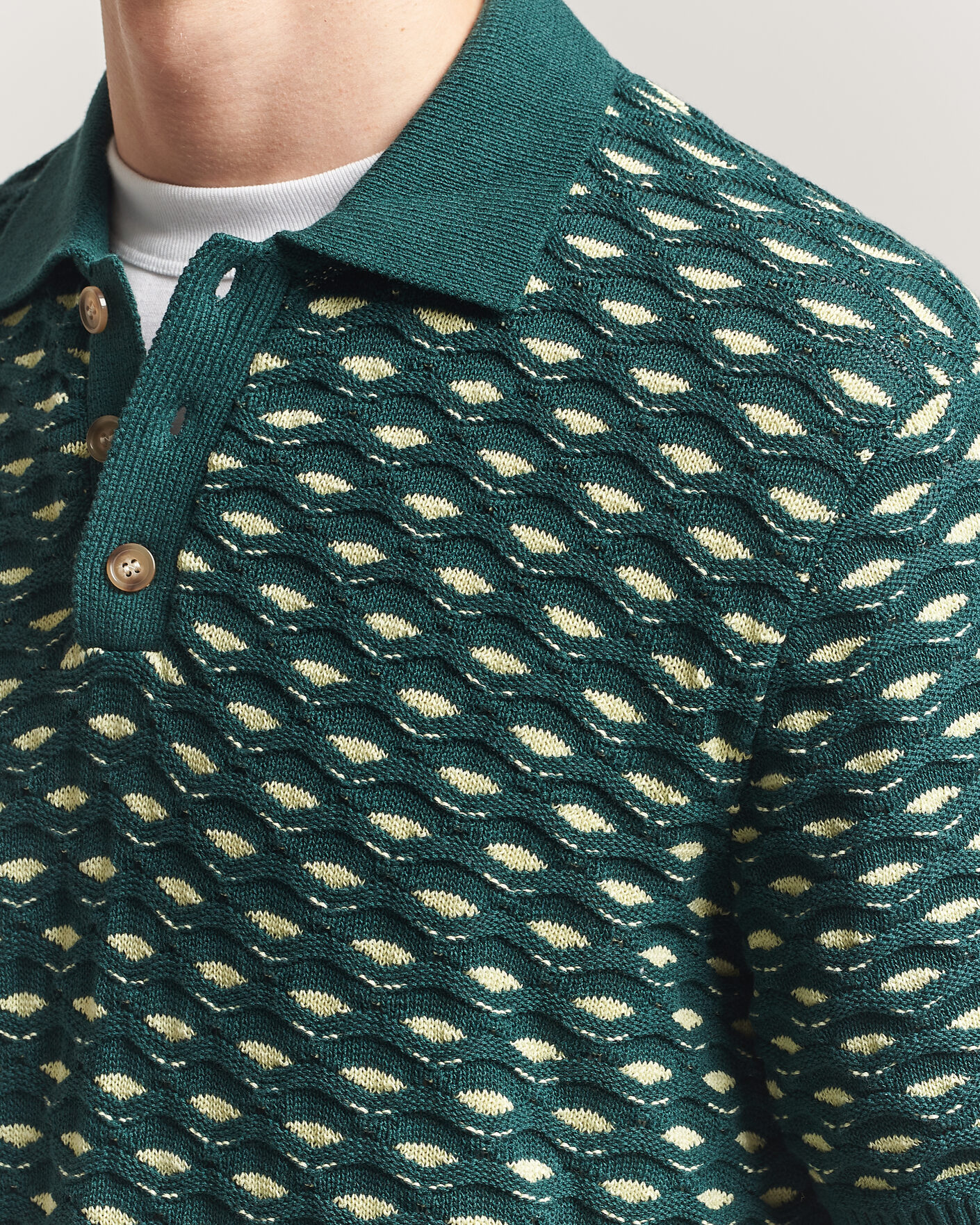 Heren | Polo's | LES DEUX | Esmay Shell Knitted Polo Sea Moss Green