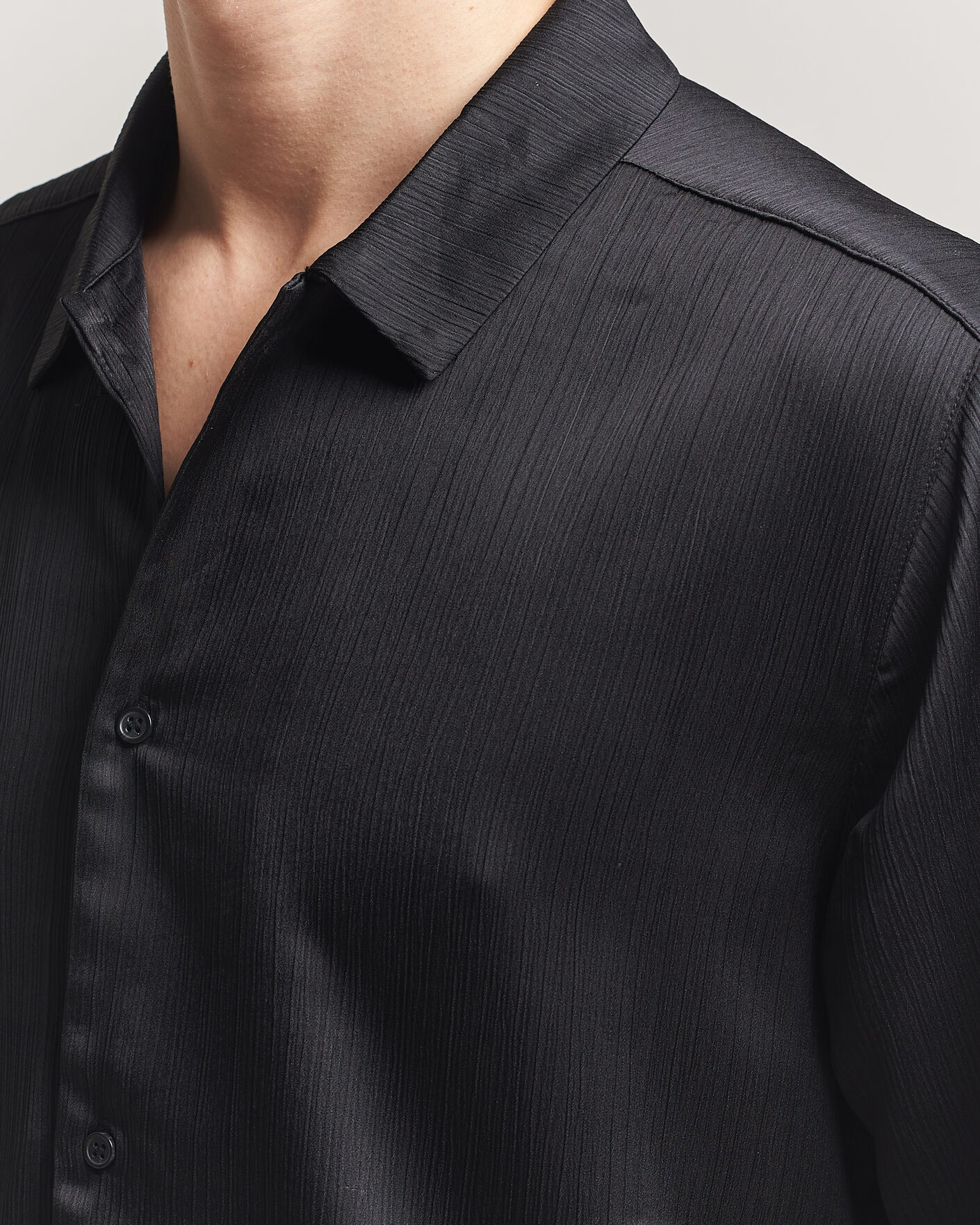 Heren | Overhemden | LES DEUX | Hector Plissé Short Sleeve Shirt Black