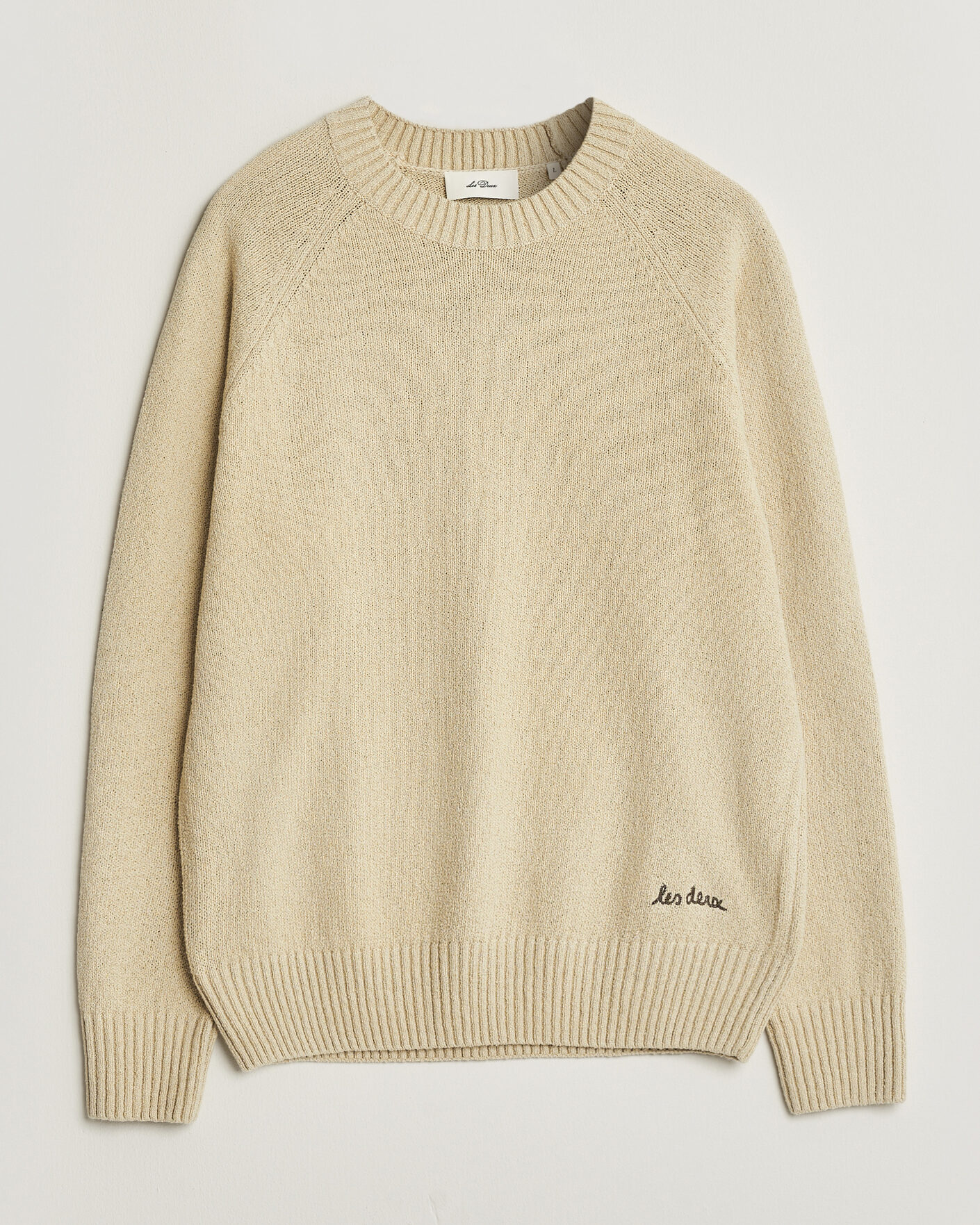 Heren | Truien | LES DEUX | Brad Knitted Roundneck Oyster Grey/White