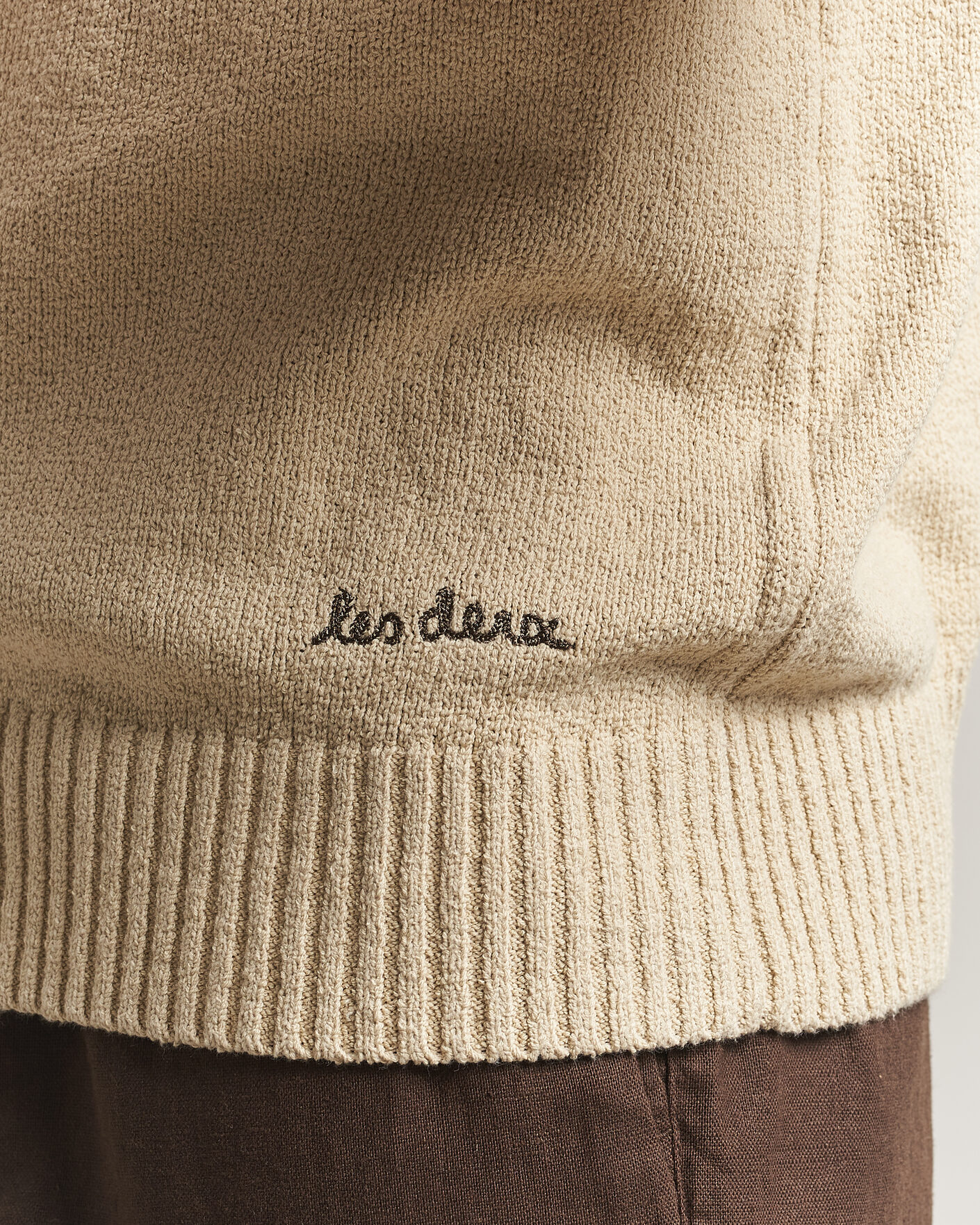 Heren | Truien | LES DEUX | Brad Knitted Roundneck Oyster Grey/White