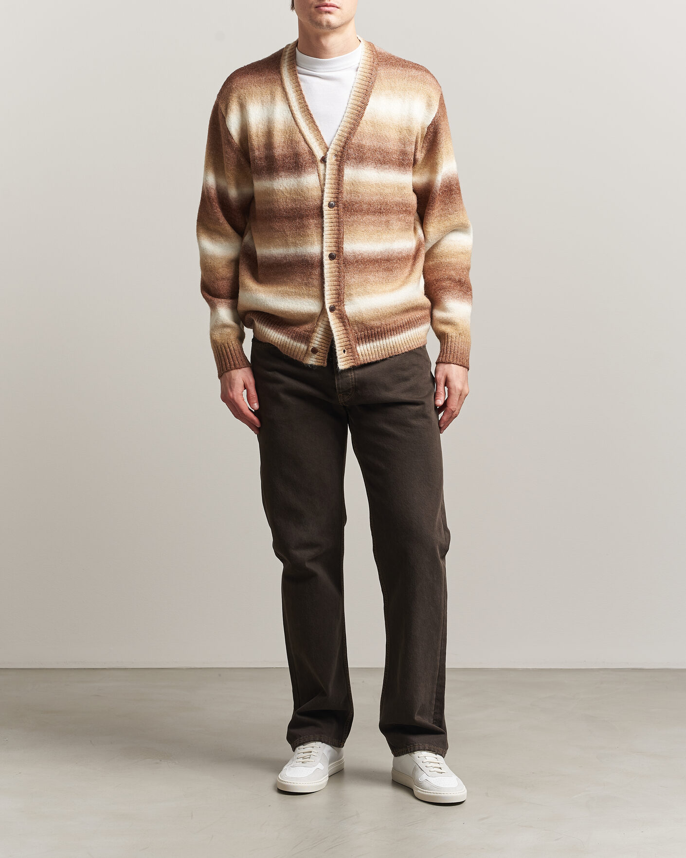 Heren | Truien | LES DEUX | Boston Gradient Knitted Cardigan Teak Brown