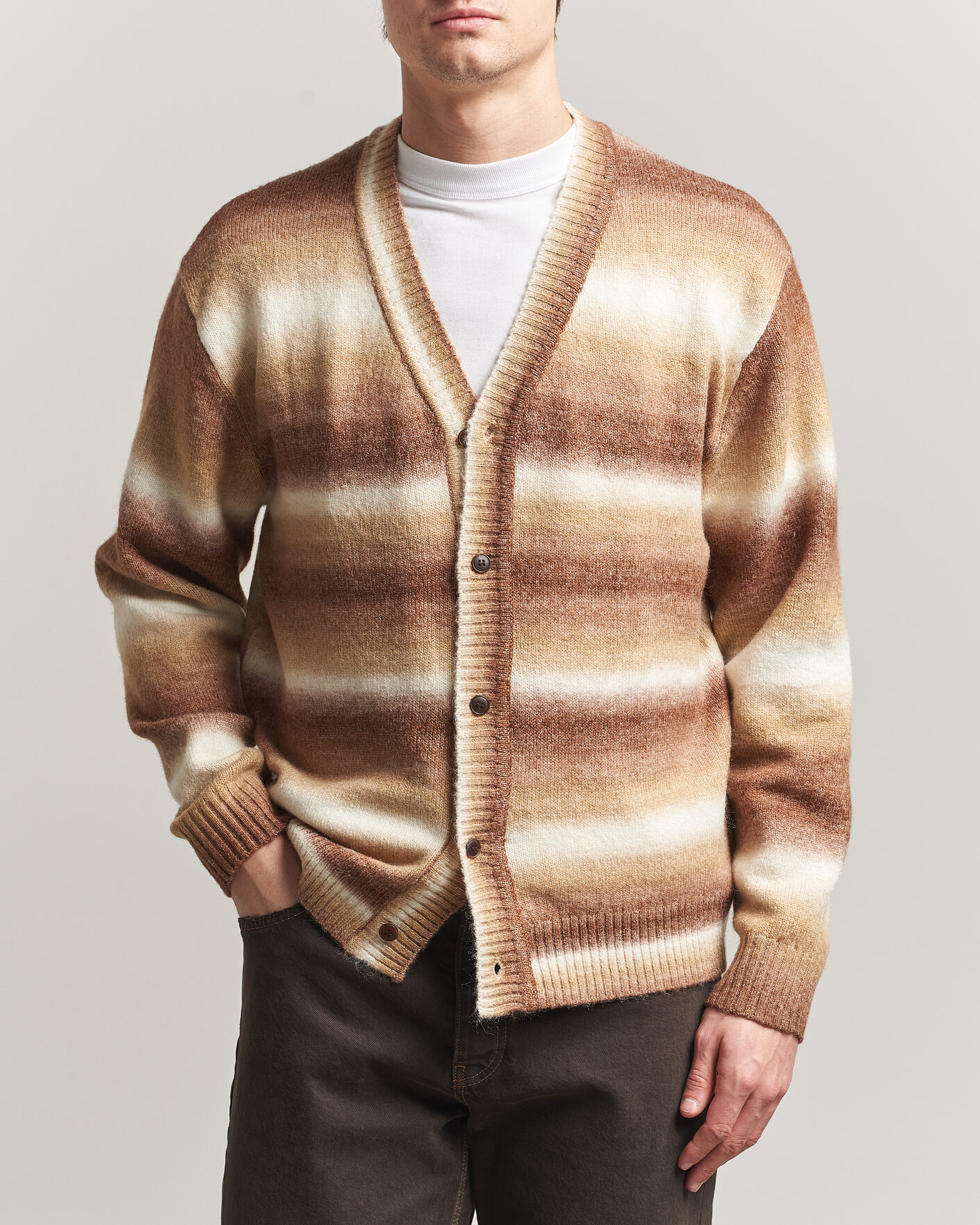 Heren | Truien | LES DEUX | Boston Gradient Knitted Cardigan Teak Brown