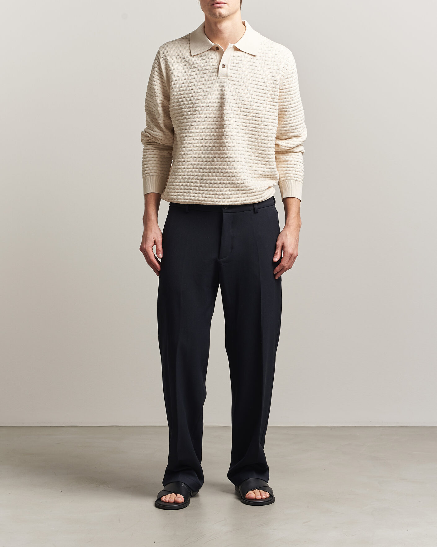 Heren | Truien | LES DEUX | Billy Weave Knitted Polo Light Ivory