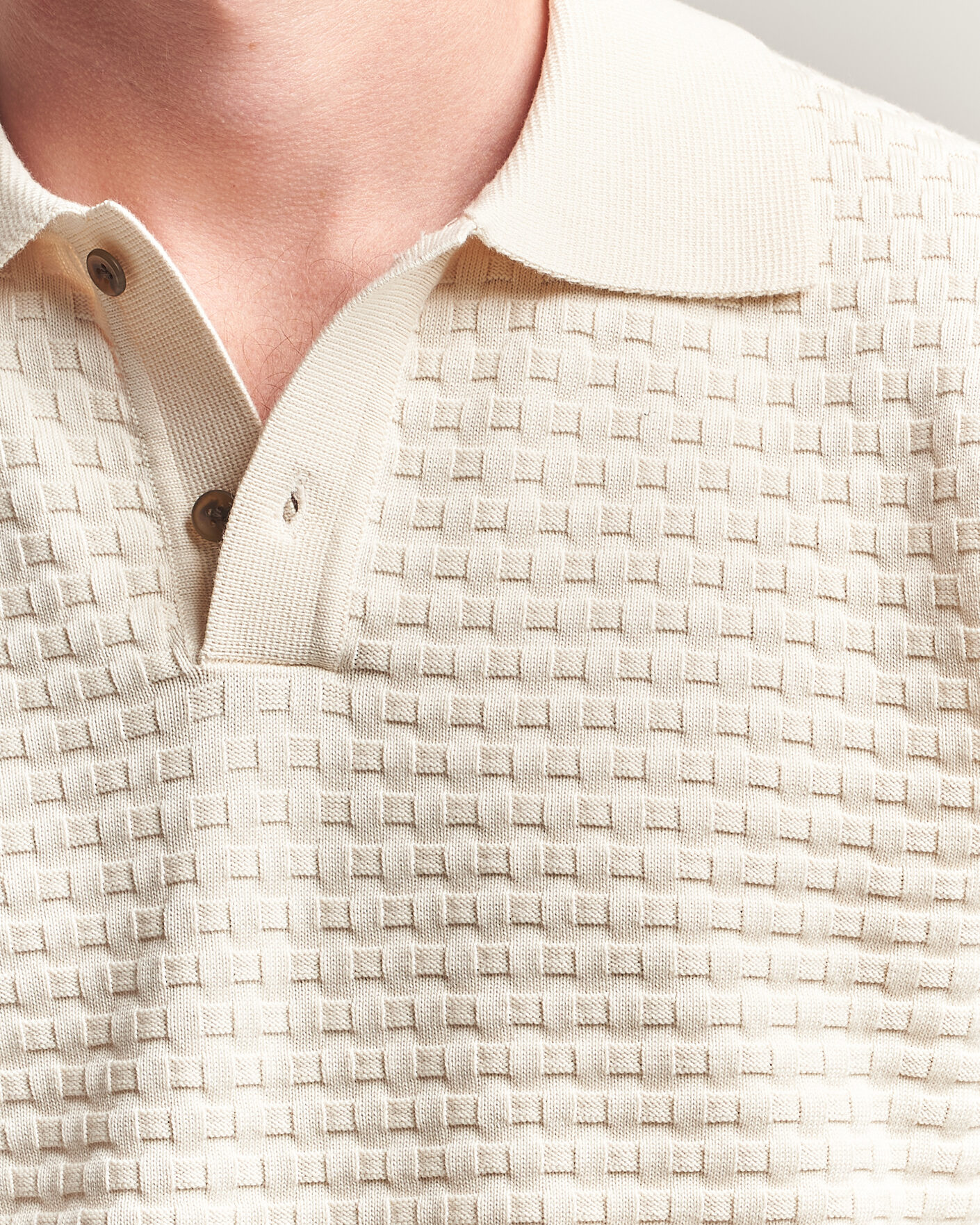 Heren | Truien | LES DEUX | Billy Weave Knitted Polo Light Ivory