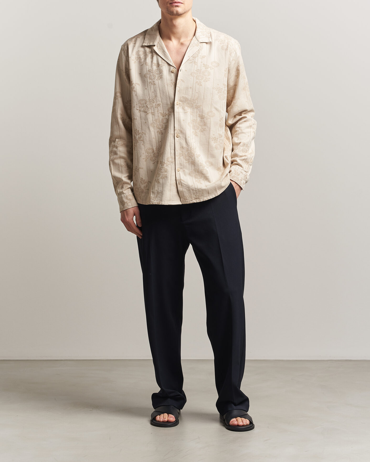 Heren | Overhemden | LES DEUX | Jasper Flower Jaquard Shirt Oyster Grey/White