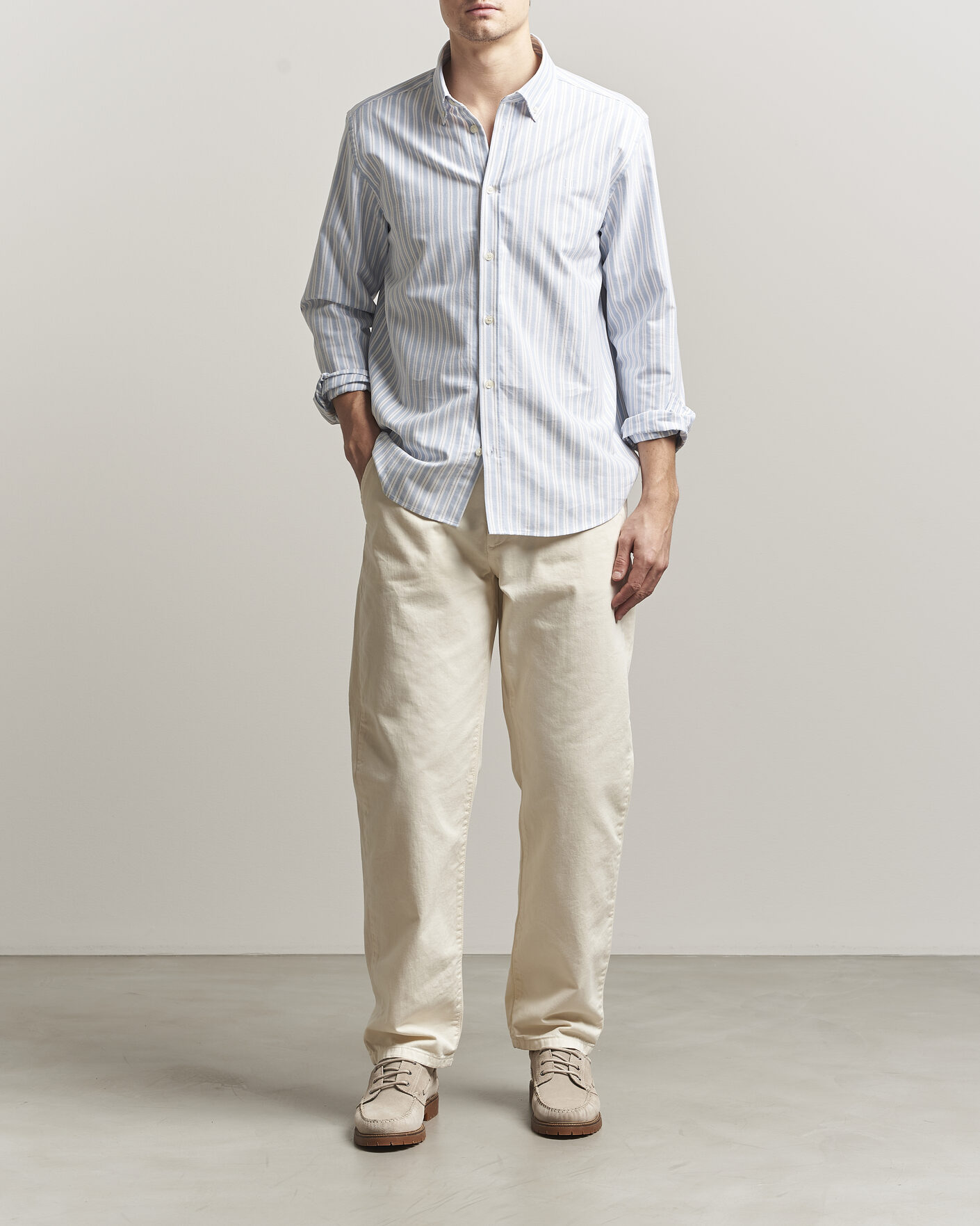 Heren | Overhemden | LES DEUX | Konrad Striped Oxford Shirt Allure Blue