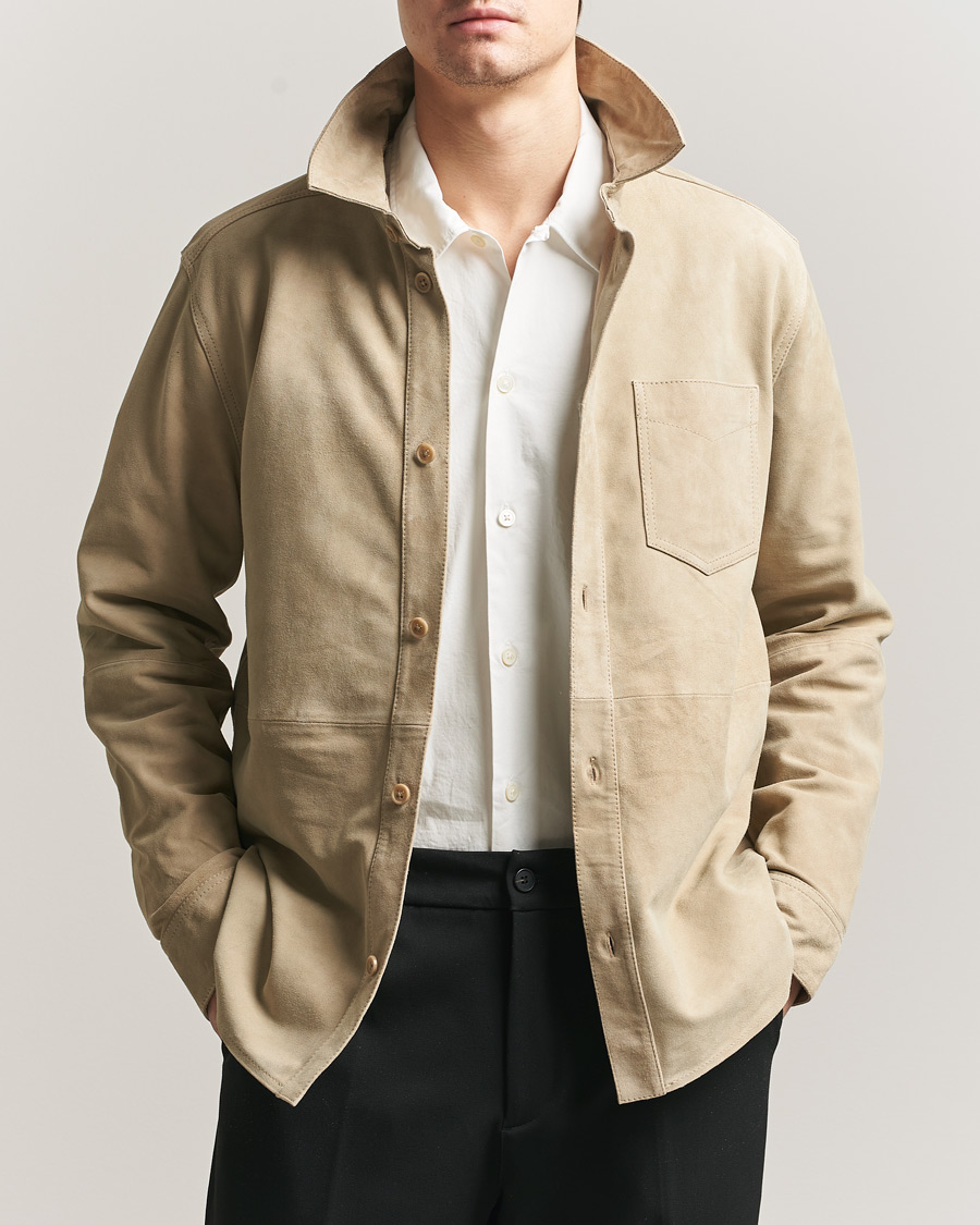 Heren | Overhemden | LES DEUX | Bertram Suede Overshirt Light Sand