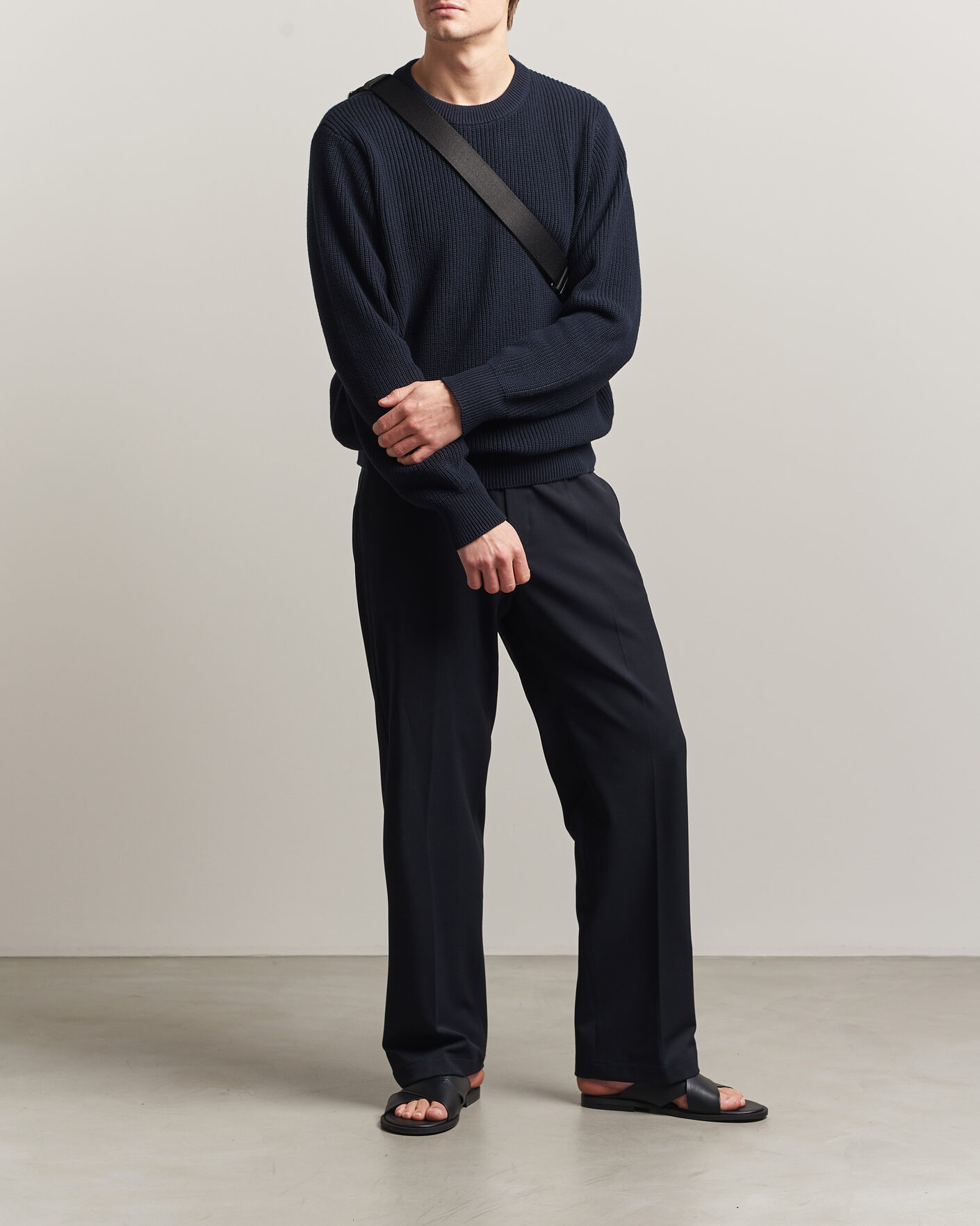 Heren | Truien | LES DEUX | Garry Rib Crew Neck Knit Dark Navy