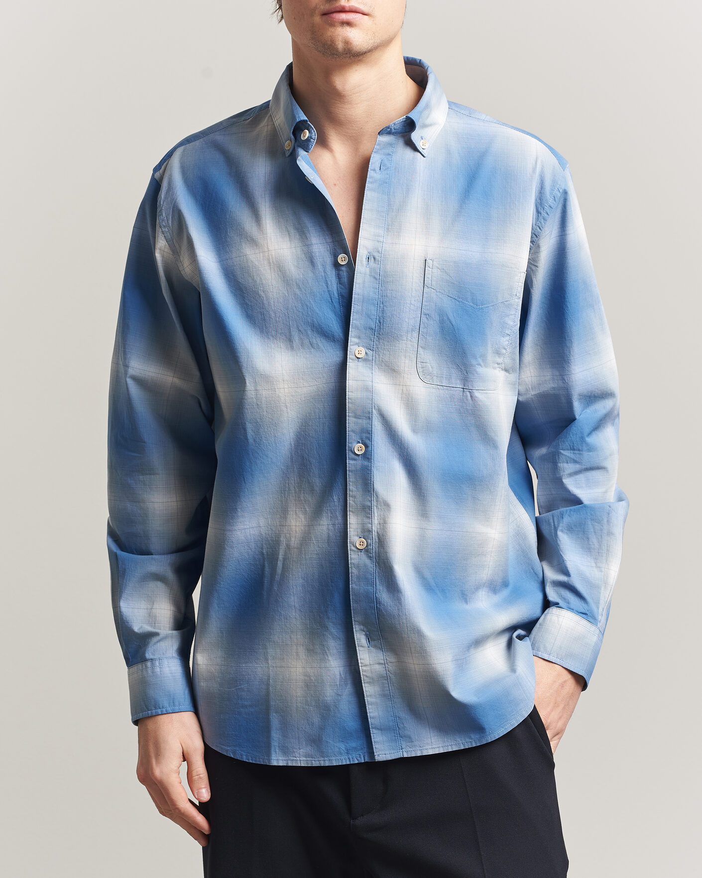 Heren | Overhemden | LES DEUX | Kent Shadowcheck Shirt Palace Blue