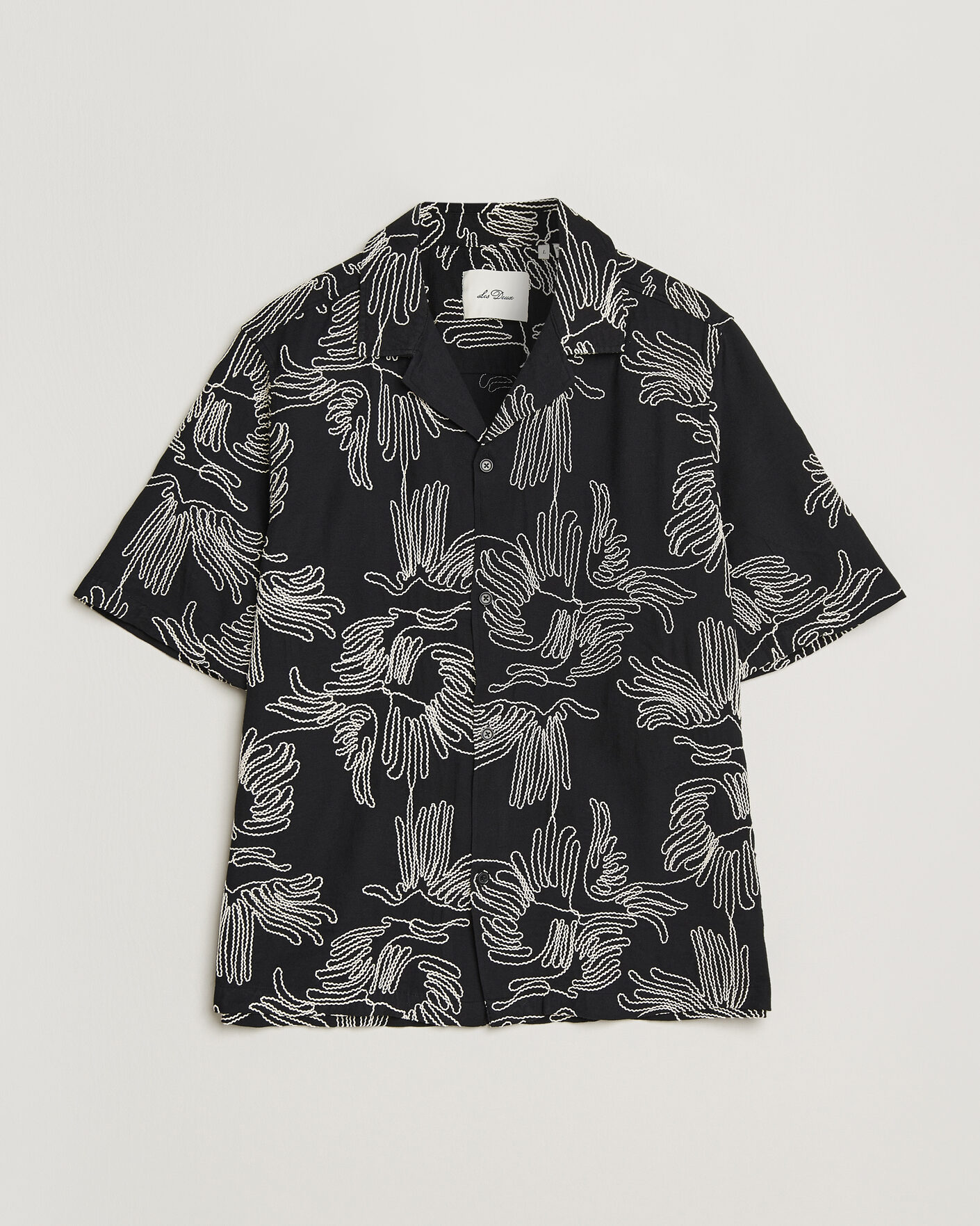 Heren | Overhemden | LES DEUX | Liam AOE Flower Short Sleeve Shirt Black