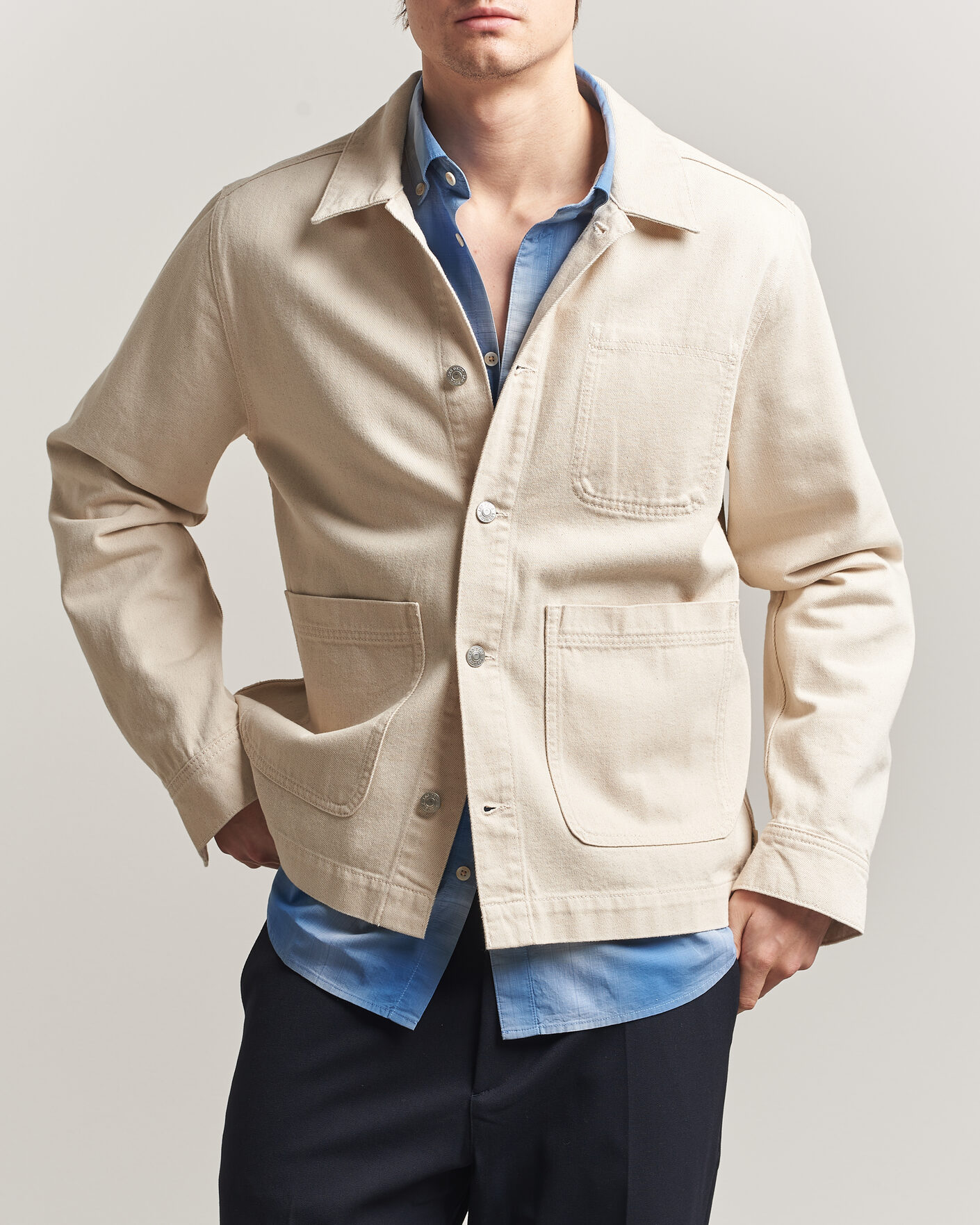 Heren | Overhemden | LES DEUX | Layton Denim Overshirt Ivory